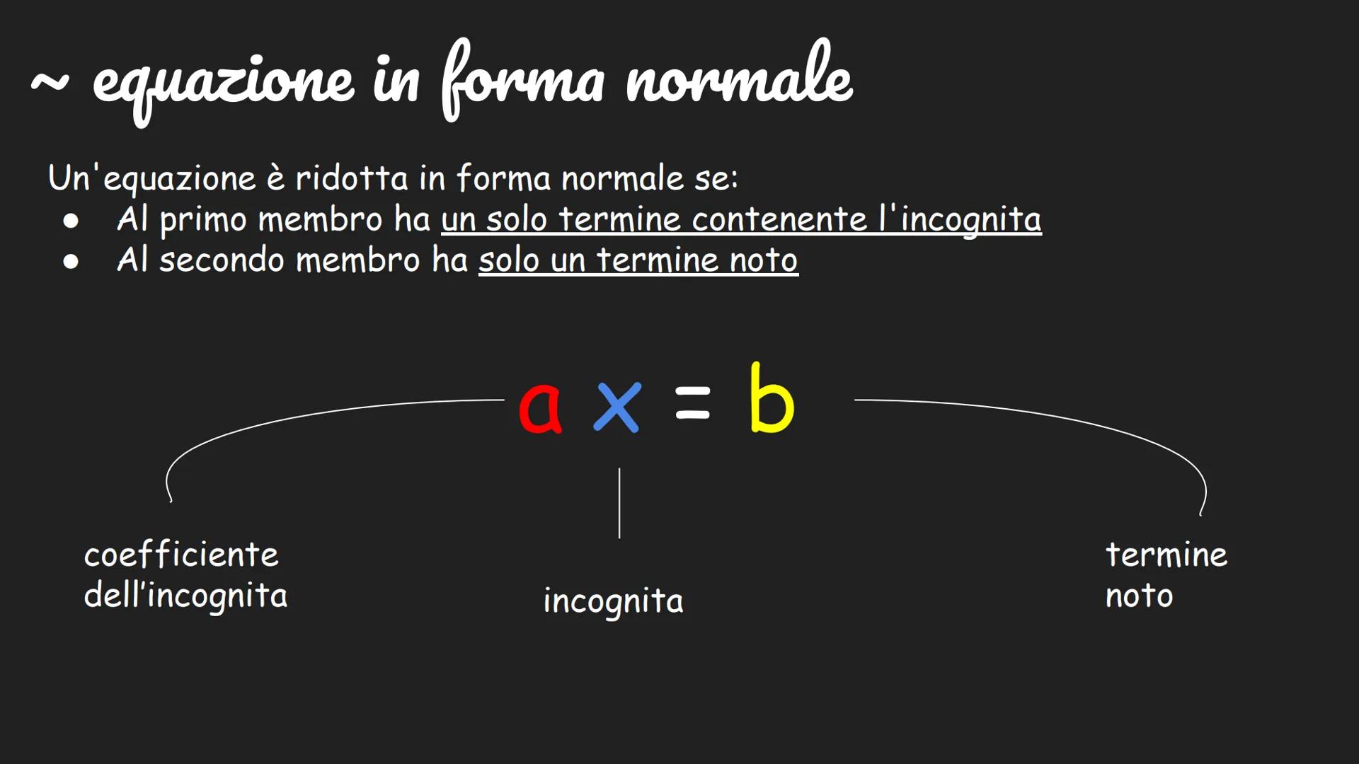 # ~le equazioni~
Cosa sono?
L' equazione è un'uguaglianza fra due
espressioni algebriche che risulta
vera solo
per particolari valori asseg