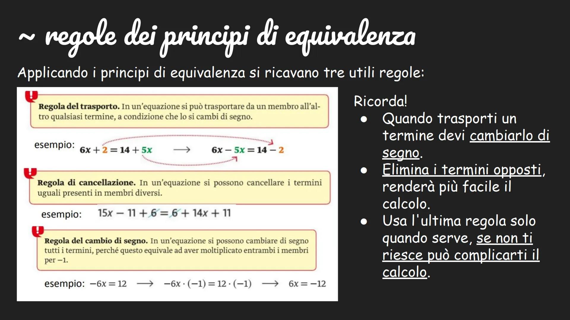 # ~le equazioni~
Cosa sono?
L' equazione è un'uguaglianza fra due
espressioni algebriche che risulta
vera solo
per particolari valori asseg
