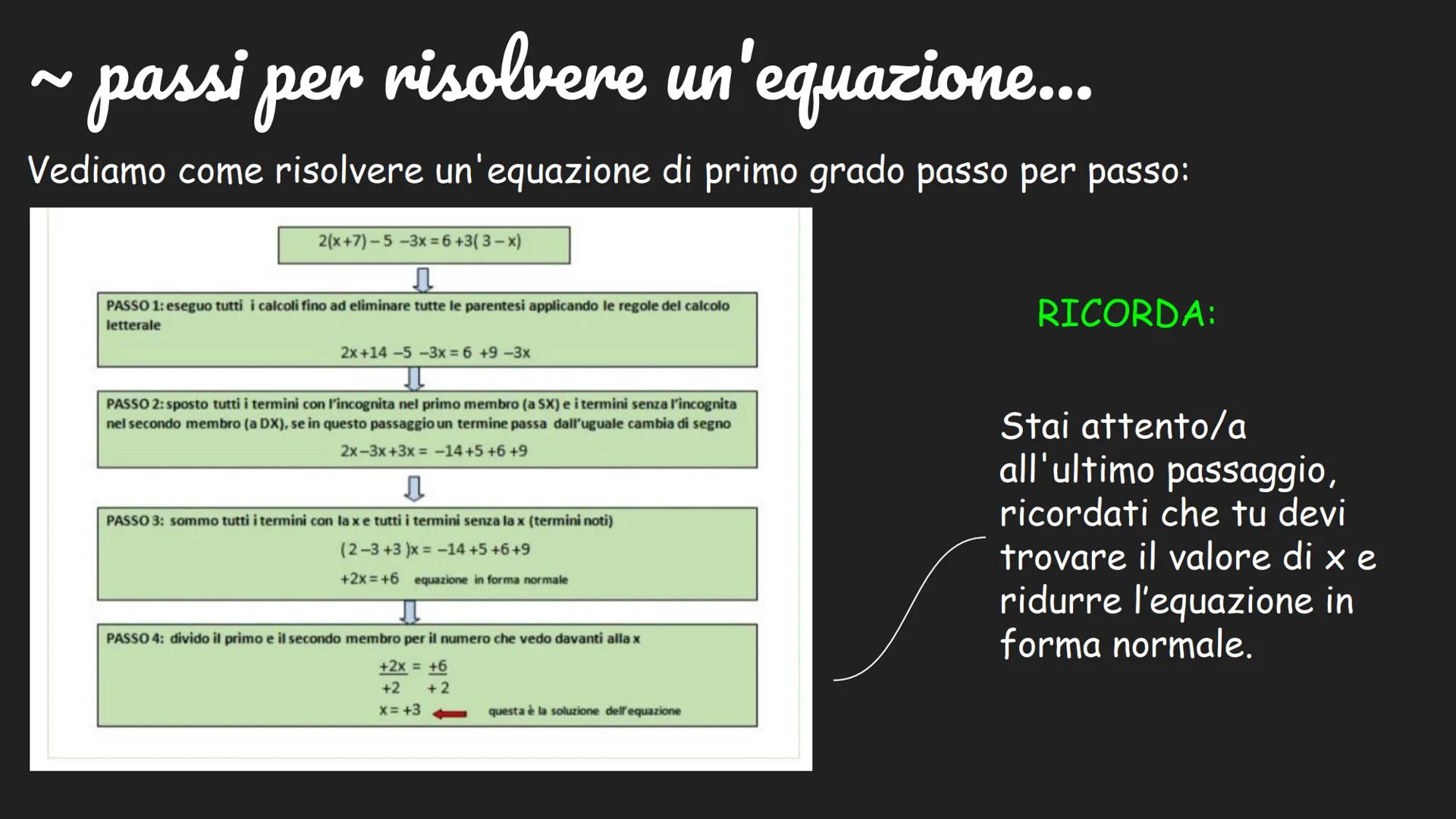 # ~le equazioni~
Cosa sono?
L' equazione è un'uguaglianza fra due
espressioni algebriche che risulta
vera solo
per particolari valori asseg