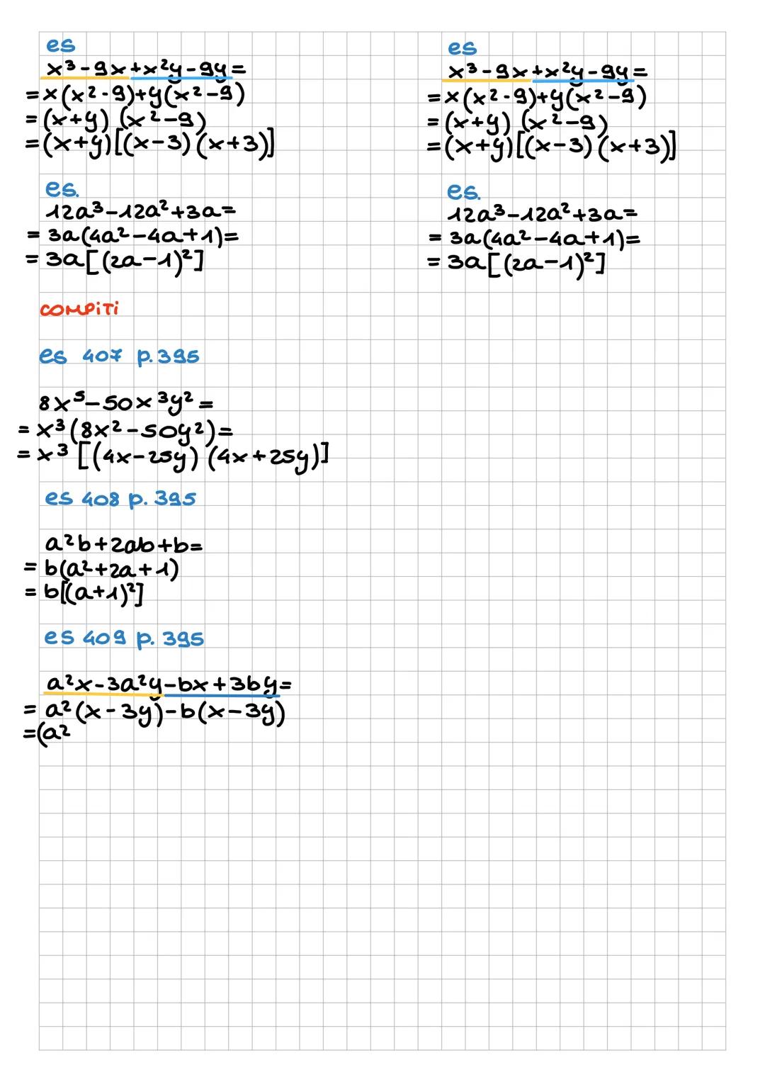 --- OCR Start ---
LE SCOMPOSIZIONI
SCOMPORRE UN POLINOMIO SIGNIFICA SCRIVERLO COME
PRODOTTO DI MONOMI E POCINOMI IRRIDUCiBici.
es.x-1 é un p