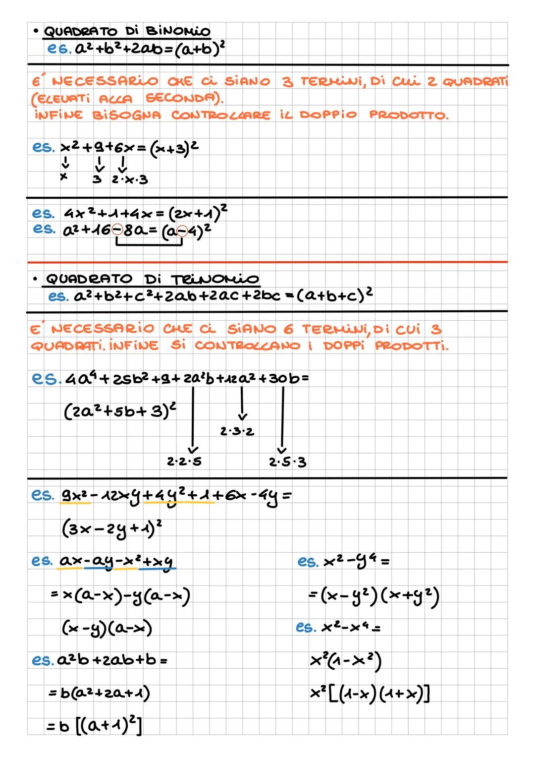 --- OCR Start ---
LE SCOMPOSIZIONI
SCOMPORRE UN POLINOMIO SIGNIFICA SCRIVERLO COME
PRODOTTO DI MONOMI E POCINOMI IRRIDUCiBici.
es.x-1 é un p
