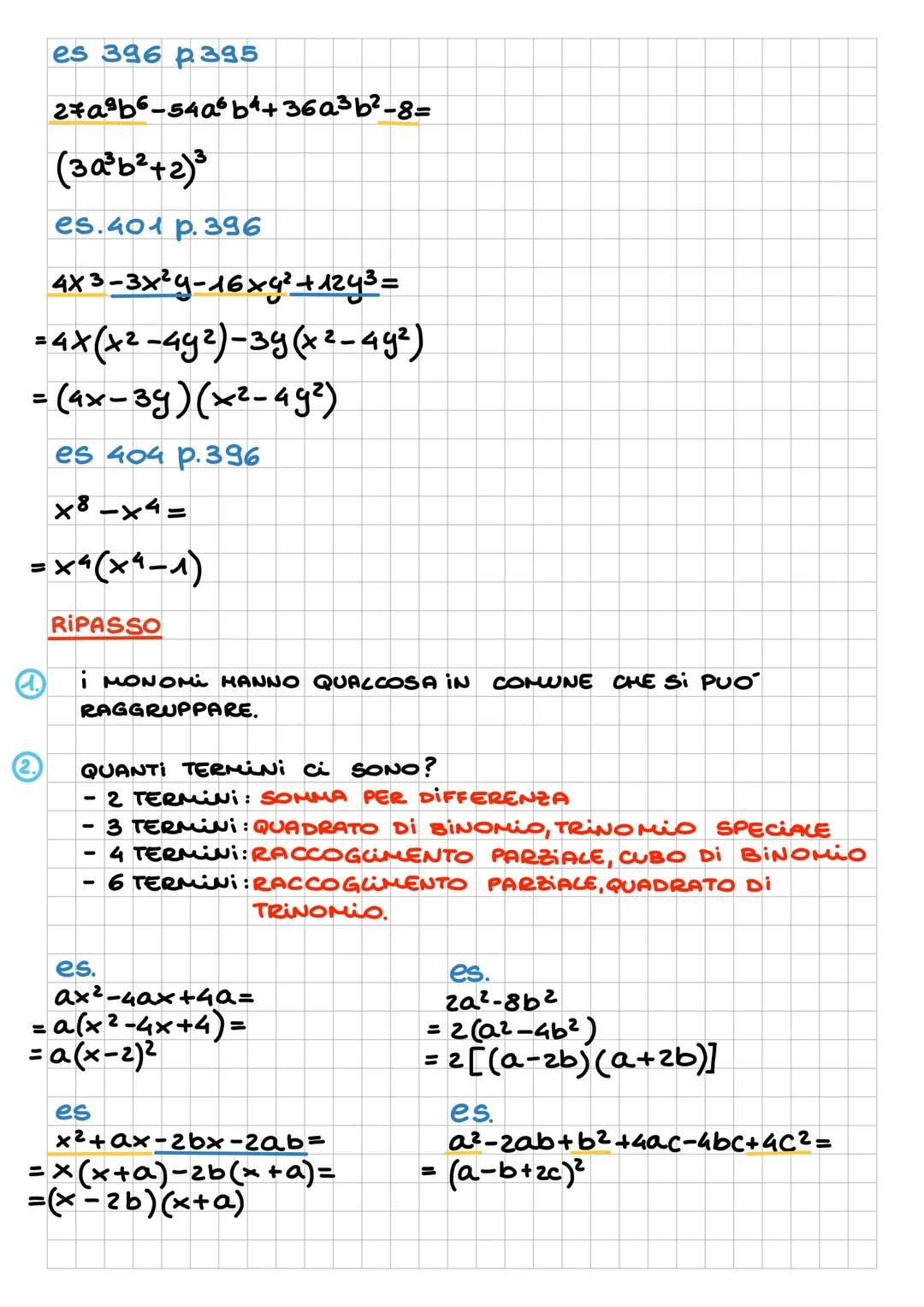 --- OCR Start ---
LE SCOMPOSIZIONI
SCOMPORRE UN POLINOMIO SIGNIFICA SCRIVERLO COME
PRODOTTO DI MONOMI E POCINOMI IRRIDUCiBici.
es.x-1 é un p