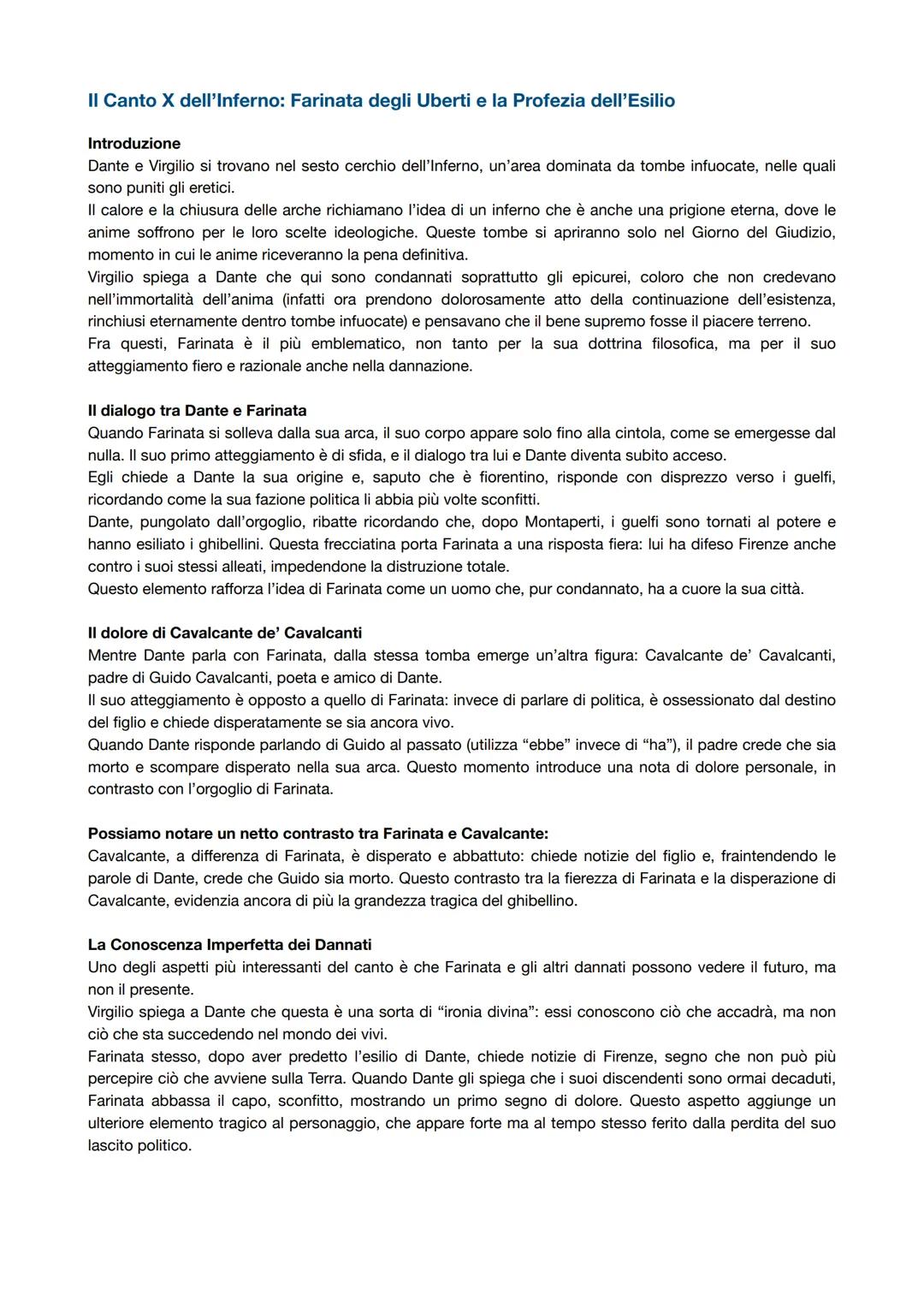 # II Canto X dell'Inferno: Farinata degli Uberti e la Profezia dell'Esilio
Introduzione
Dante e Virgilio si trovano nel sesto cerchio dell'