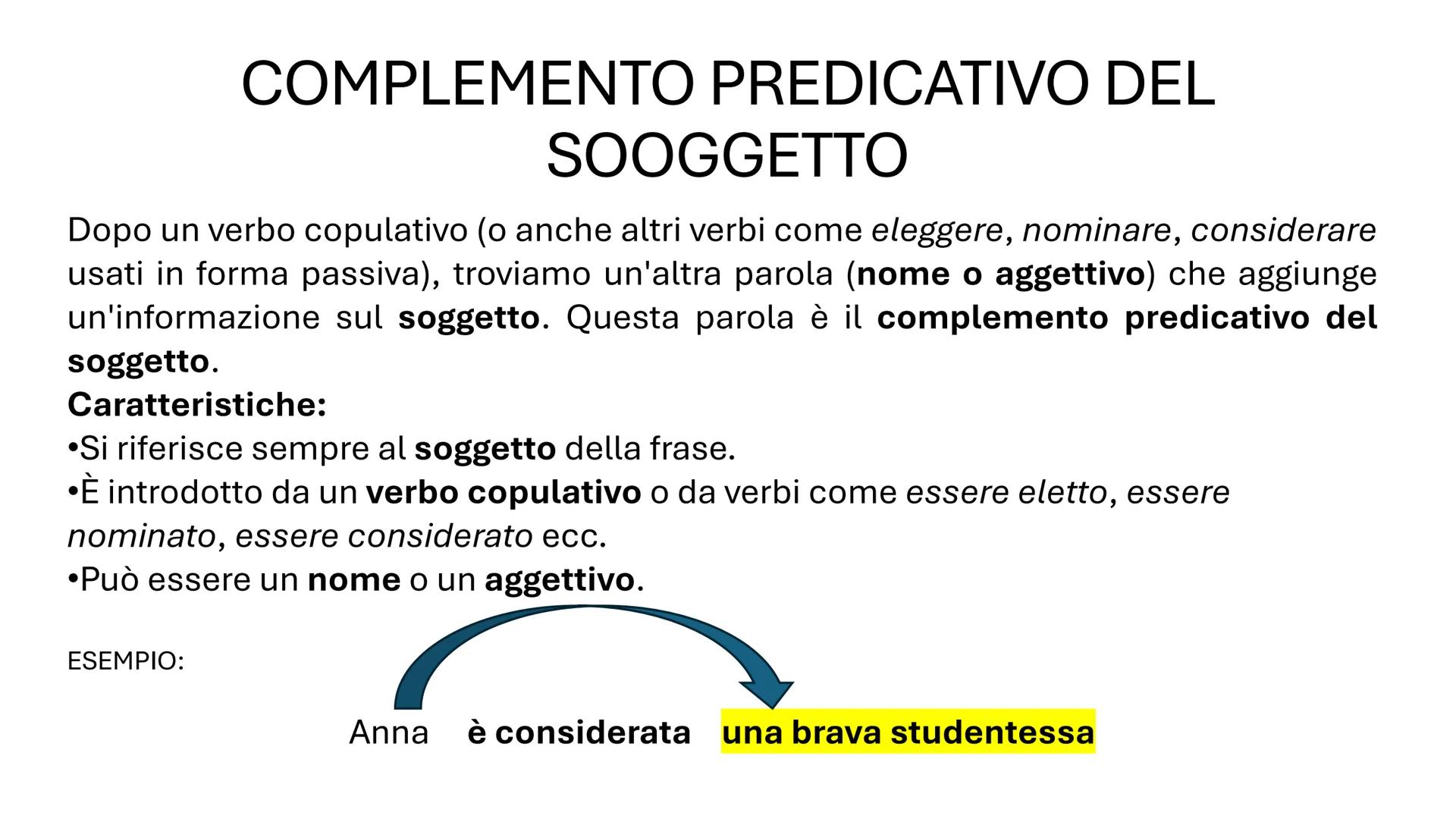 # I COMPLEMENTI
PREDICATIVI
Soggetto
Oggetto # RIPARTIAMO DAL PREDICATO NOMINALE
ร formato dal verbo essere (o altri verbi copulativi) + u