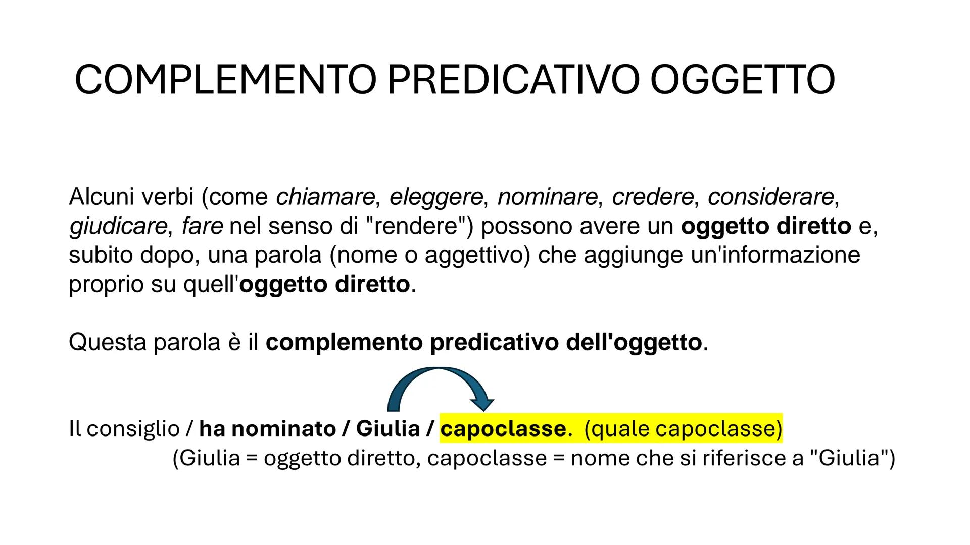 # I COMPLEMENTI
PREDICATIVI
Soggetto
Oggetto # RIPARTIAMO DAL PREDICATO NOMINALE
ร formato dal verbo essere (o altri verbi copulativi) + u