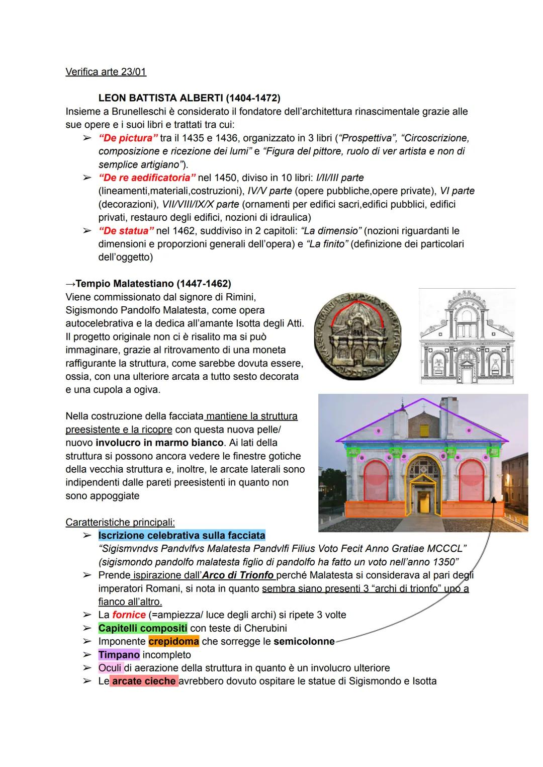 Verifica arte 23/01
LEON BATTISTA ALBERTI (1404-1472)
Insieme a Brunelleschi รจ considerato il fondatore dell'architettura rinascimentale gr