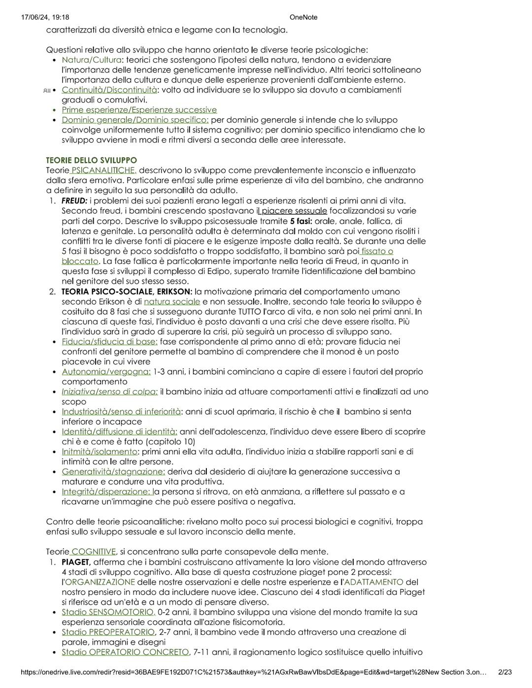 17/06/24, 19:18
PSICOLOGIA DELLO SVILUPPO
martedi 11 giugno 2024 15:53
OneNote
CAPITOLO 1
SVILUPPO: costituito da dinamiche di quel proce
