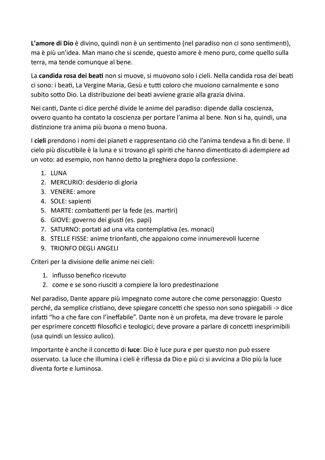 # PARADISO
Struttura e caratteristiche
Il paradiso è considerato come una città celeste, perfetta e definitiva. È un luogo in cui non
ci so