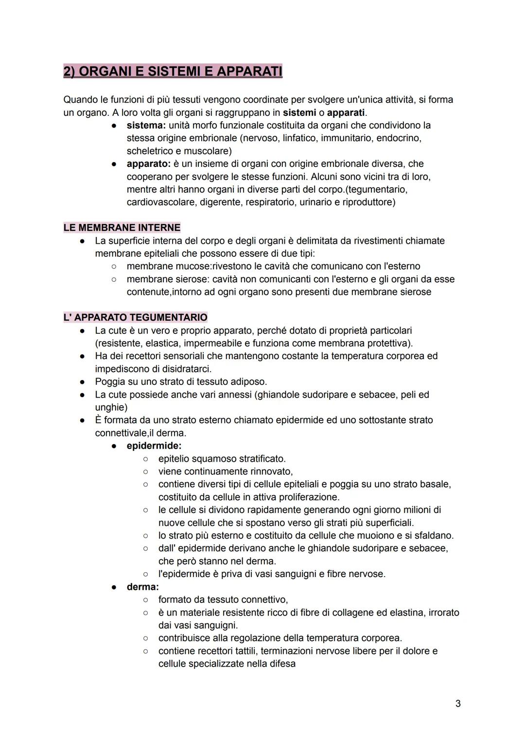# 1) I TESSUTI
Tutto il nostro corpo deriva da una sola ed unica cellula lo zigote che poi si dividerà
ripetutamente e formerà altre cellul