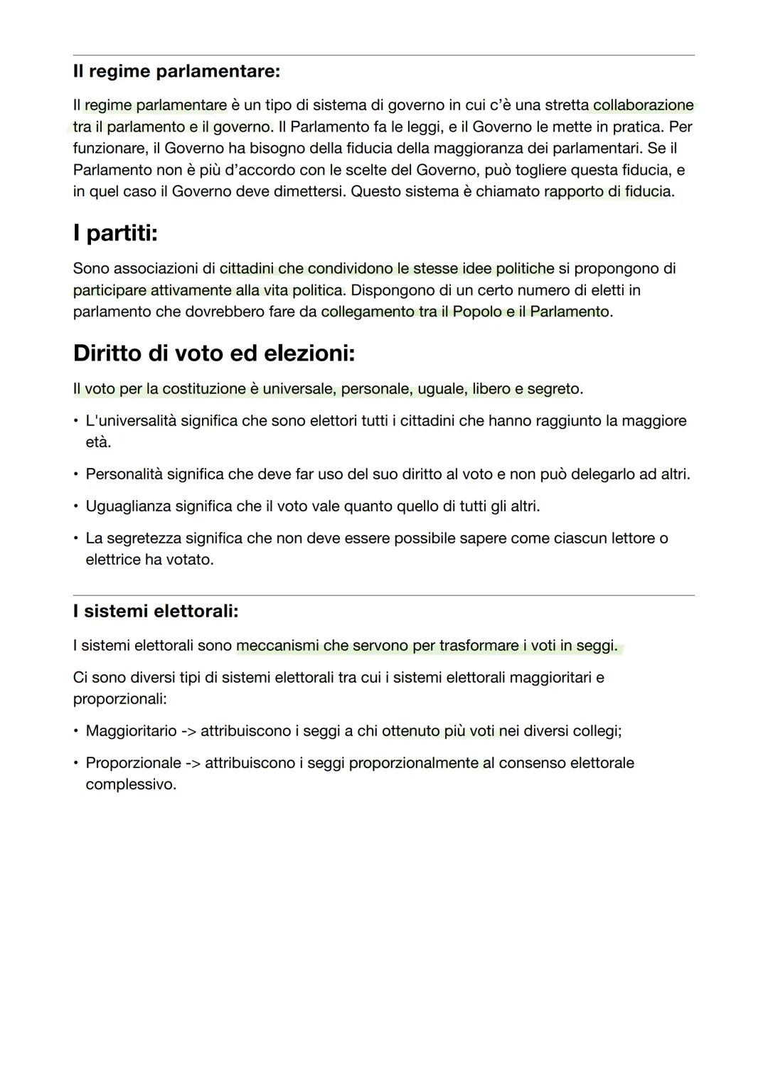 # Forme di governo ed Elezioni
Forma di governo:
È l'insieme degli organi costituzionali che sono: il Parlamento, il Governo, il President