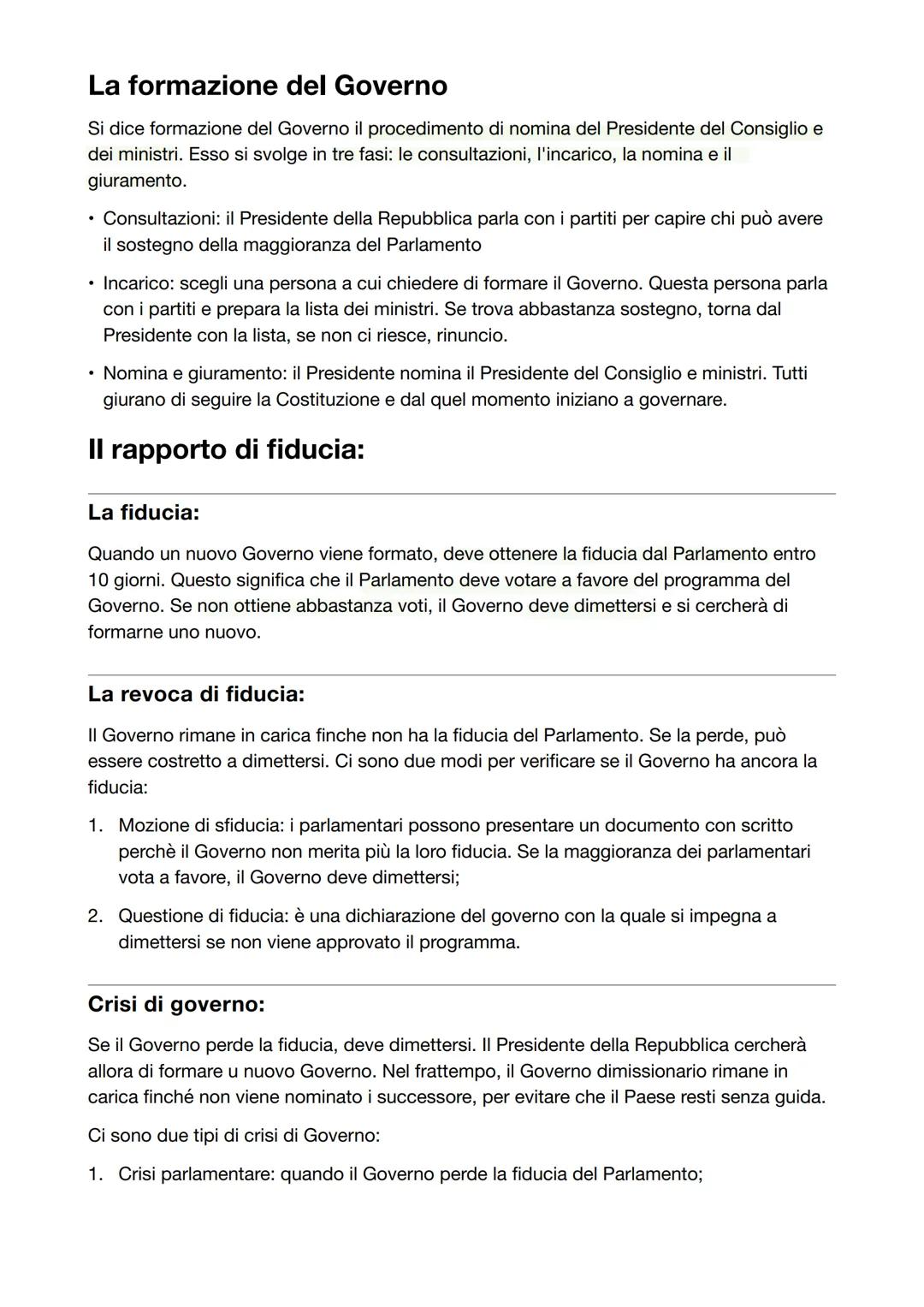 # Forme di governo ed Elezioni
Forma di governo:
È l'insieme degli organi costituzionali che sono: il Parlamento, il Governo, il President