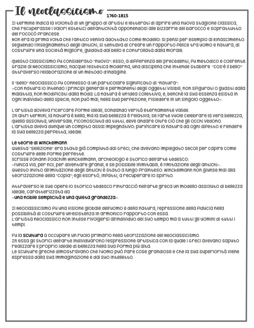 # Il neoclassicismo
1760-1815
Il termine indica la volontà di un gruppo di artisti e letterati di aprire una nuova stagione classica,
che r