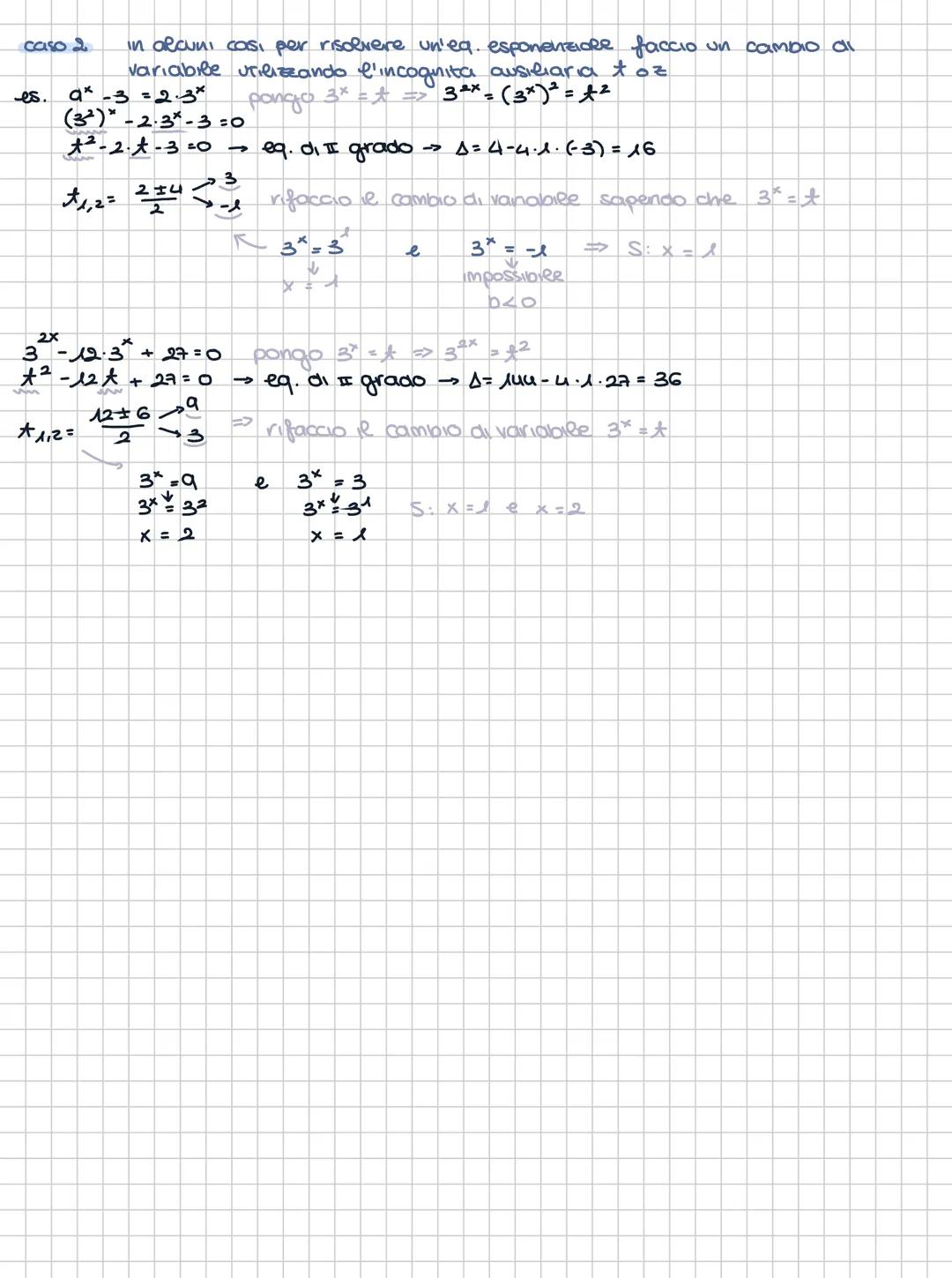 # equazione esponen ziale
รจ un'equazione in cui l'incognita x compare come esponente
di una o + potenze
es.
$2^x-2=0$ $3^{x^2} + 3^{2x}-2=0