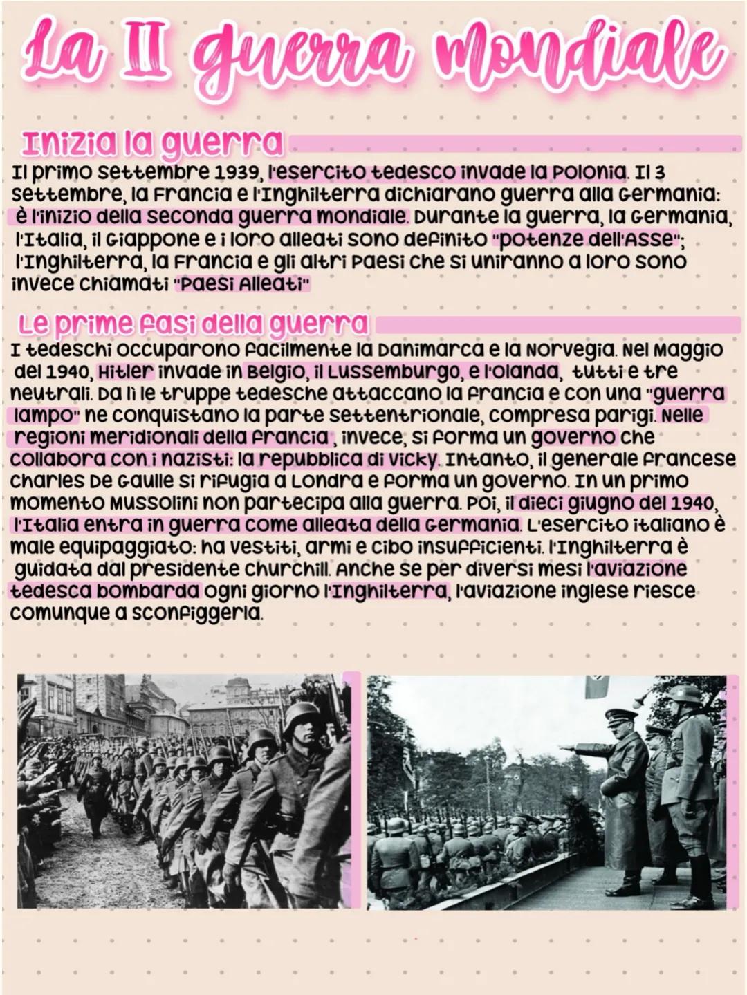 # La II guerra mondiale
Inizia la guerra
Il primo settembre 1939, l'esercito tedesco invade la Polonia. Il 3
settembre, la Francia e l'Ing