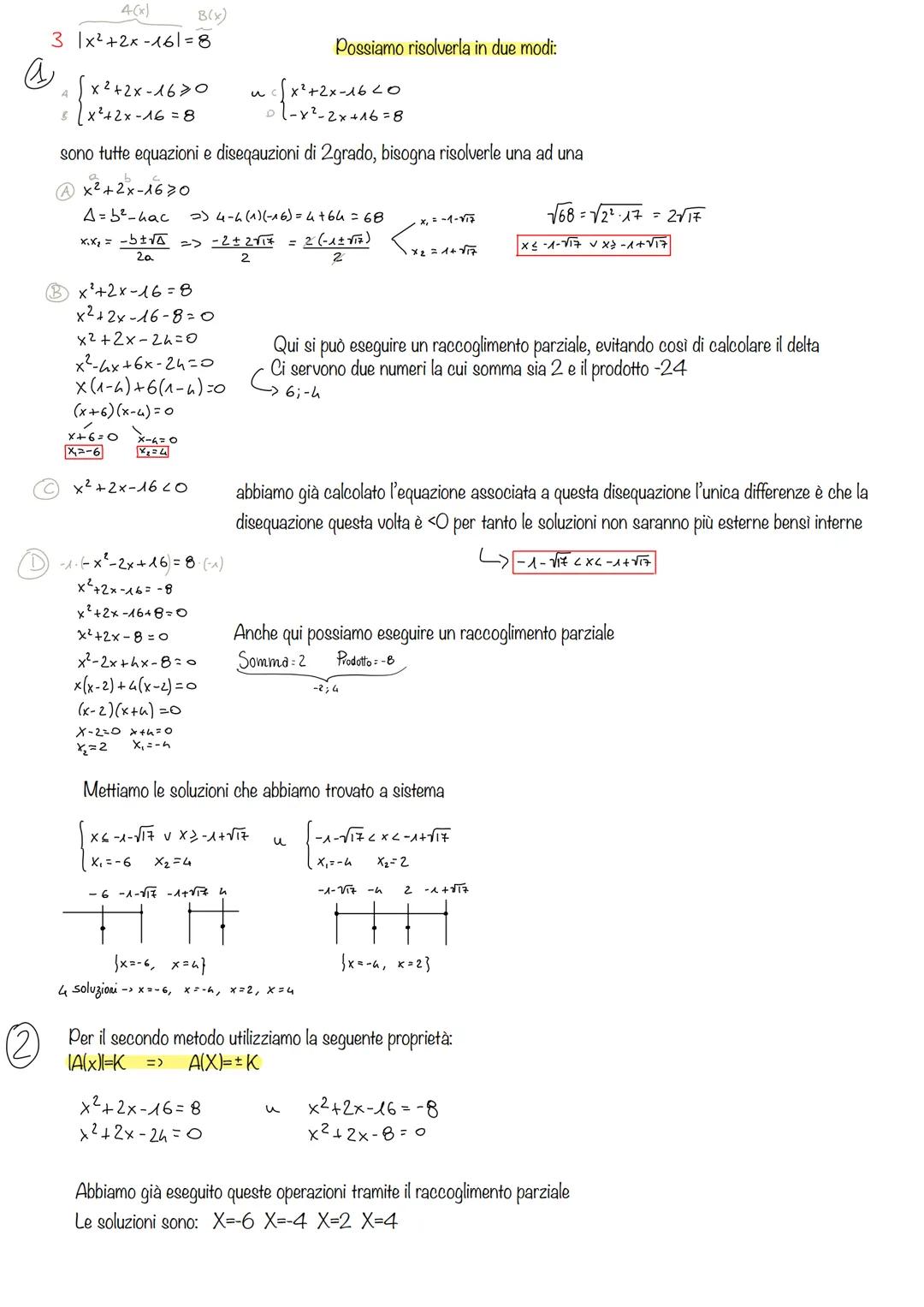 EQUAZIONI IN VALORE
ASSOLUTO
$
\begin{cases}
A(X) \ge 0 \\
A(X) = B(X)
\end{cases}
$ u $
\begin{cases}
A(X) < 0 \\
-A(X) = B(x)
\end{cases}