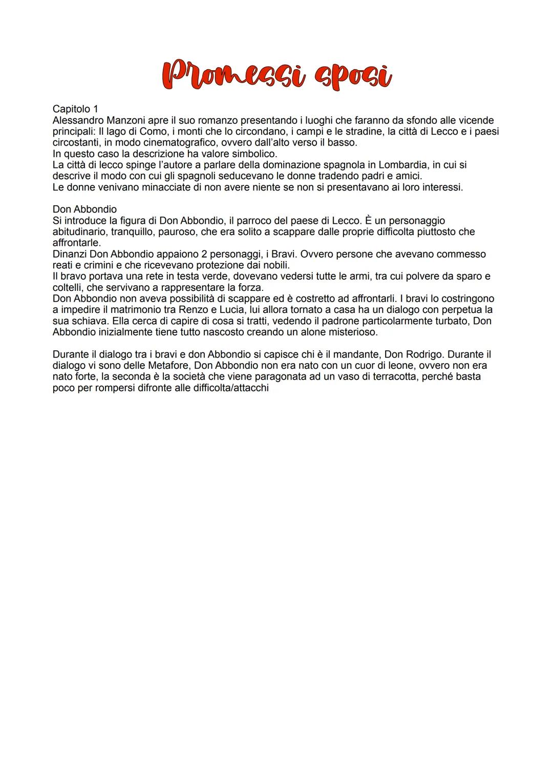 # Promessi sposi
Capitolo 1
Alessandro Manzoni apre il suo romanzo presentando i luoghi che faranno da sfondo alle vicende
principali: II l