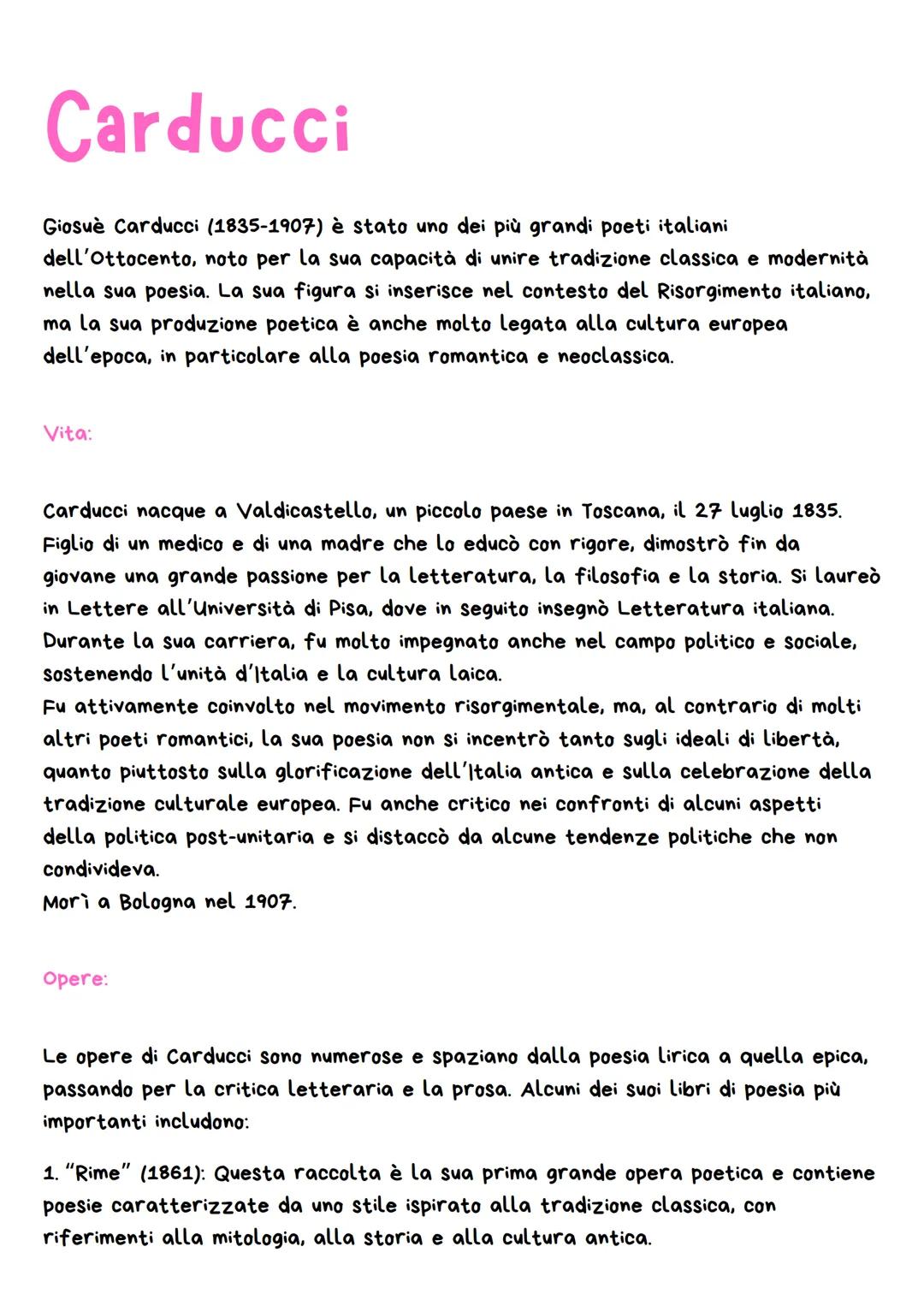 # Carducci
Giosuè Carducci (1835-1907) è stato uno dei più grandi poeti italiani
dell'Ottocento, noto per la sua capacità di unire tradizio