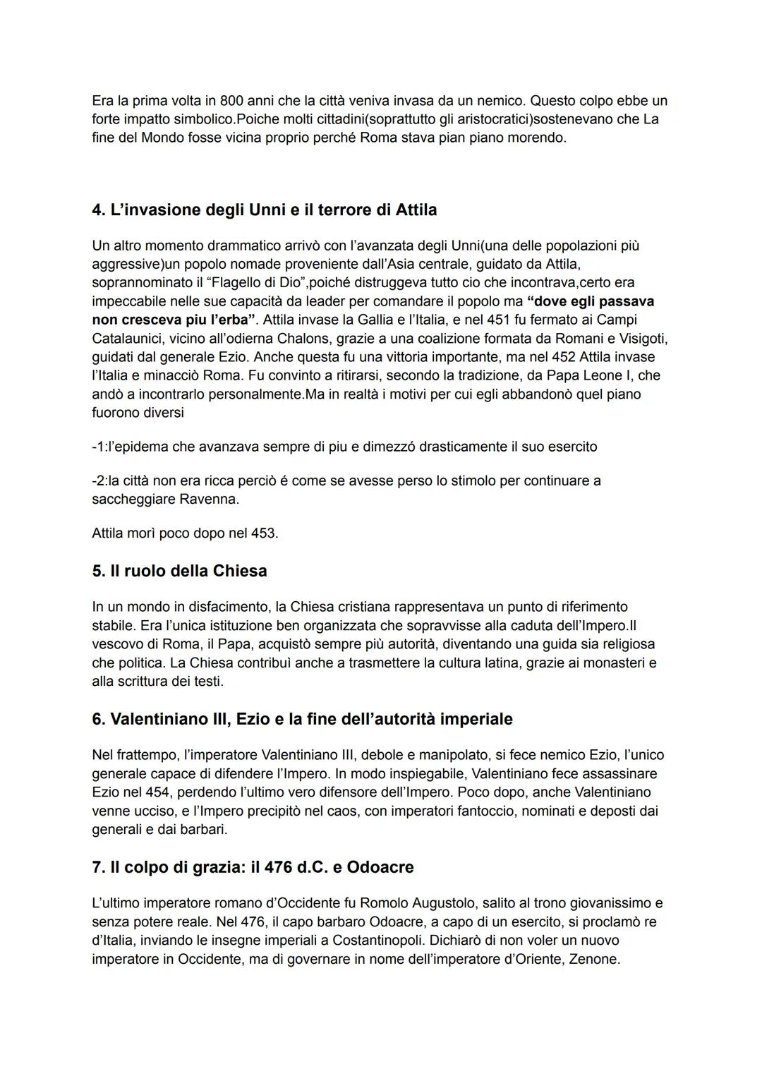 Caduta dell'Impero romano d'Occidente e inizio del
Medioevo
1. L'Impero romano in difficoltà
Già dal III secolo l'Impero romano stava attrav