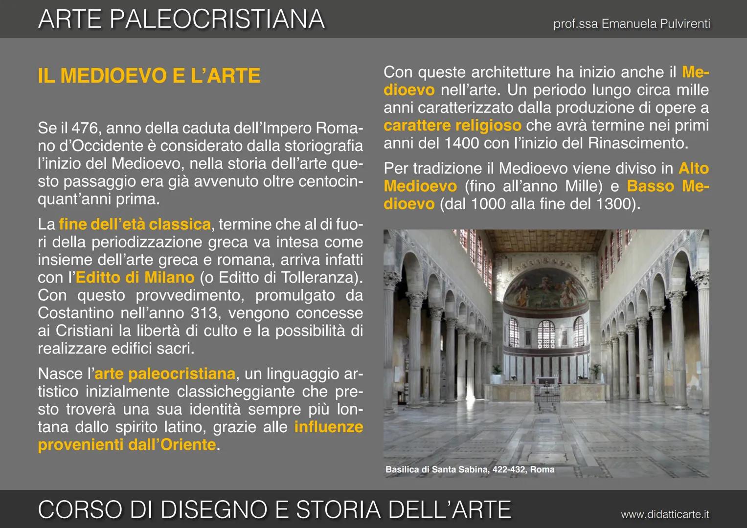 ARTE PALEOCRISTIANA
prof.ssa Emanuela Pulvirenti
8-a. ARTE PALEOCRISTIANA
CORSO DI DISEGNO E STORIA DELL'ARTE
www.didatticarte.it ARTE PALEO