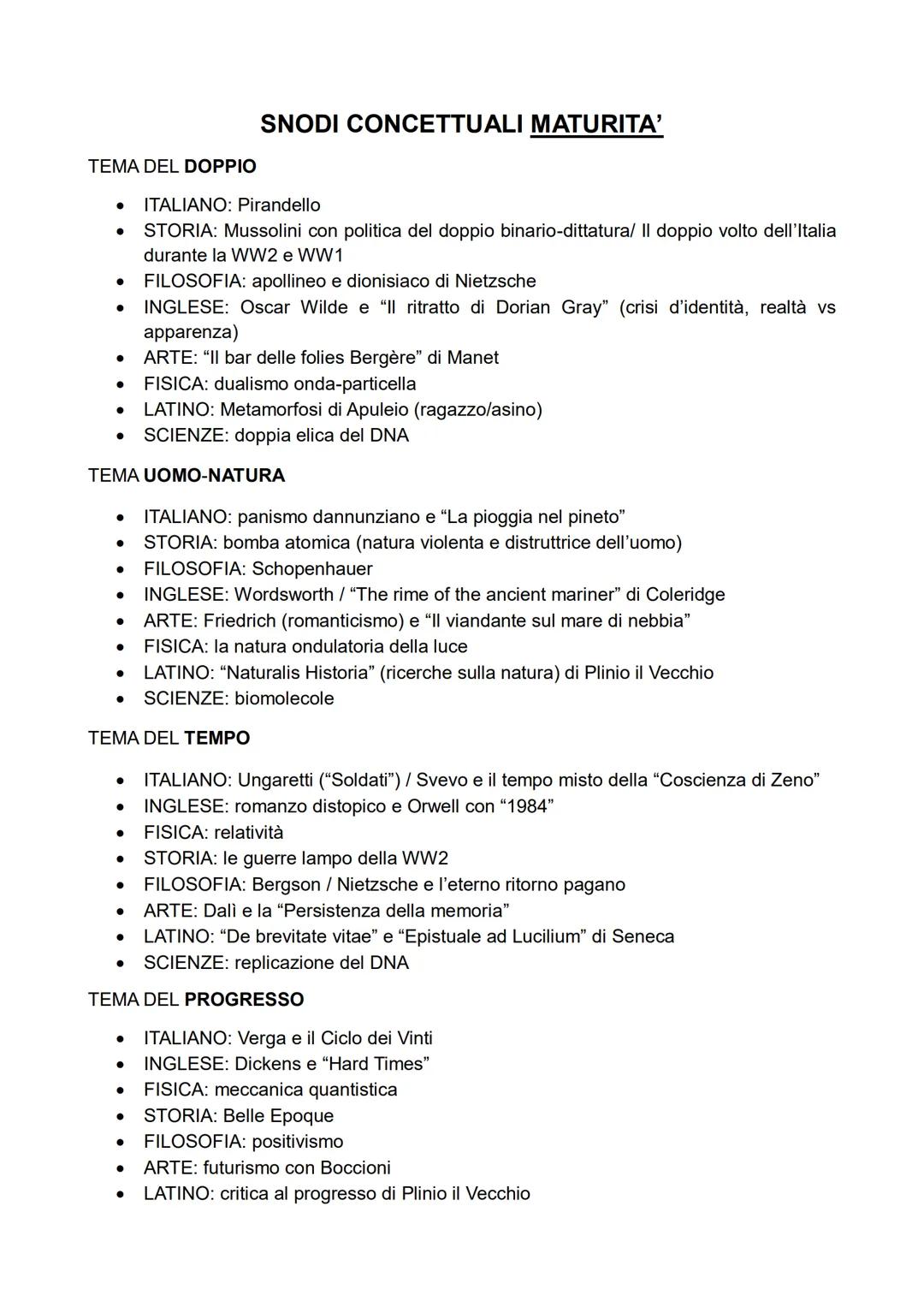 NODI CONCETTUALI MATURITÀ