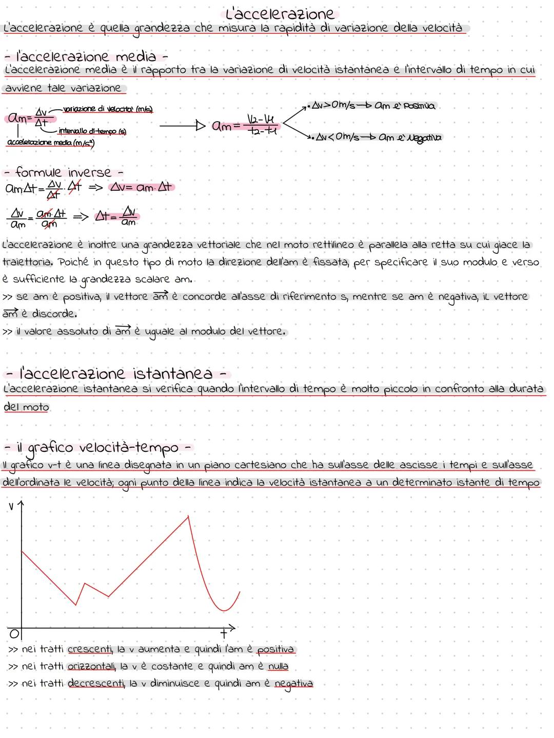 L'accelerazione
L'accelerazione è quella grandezza che misura la rapidità di variazione della velocità
l'accelerazione media
L'accelerazione