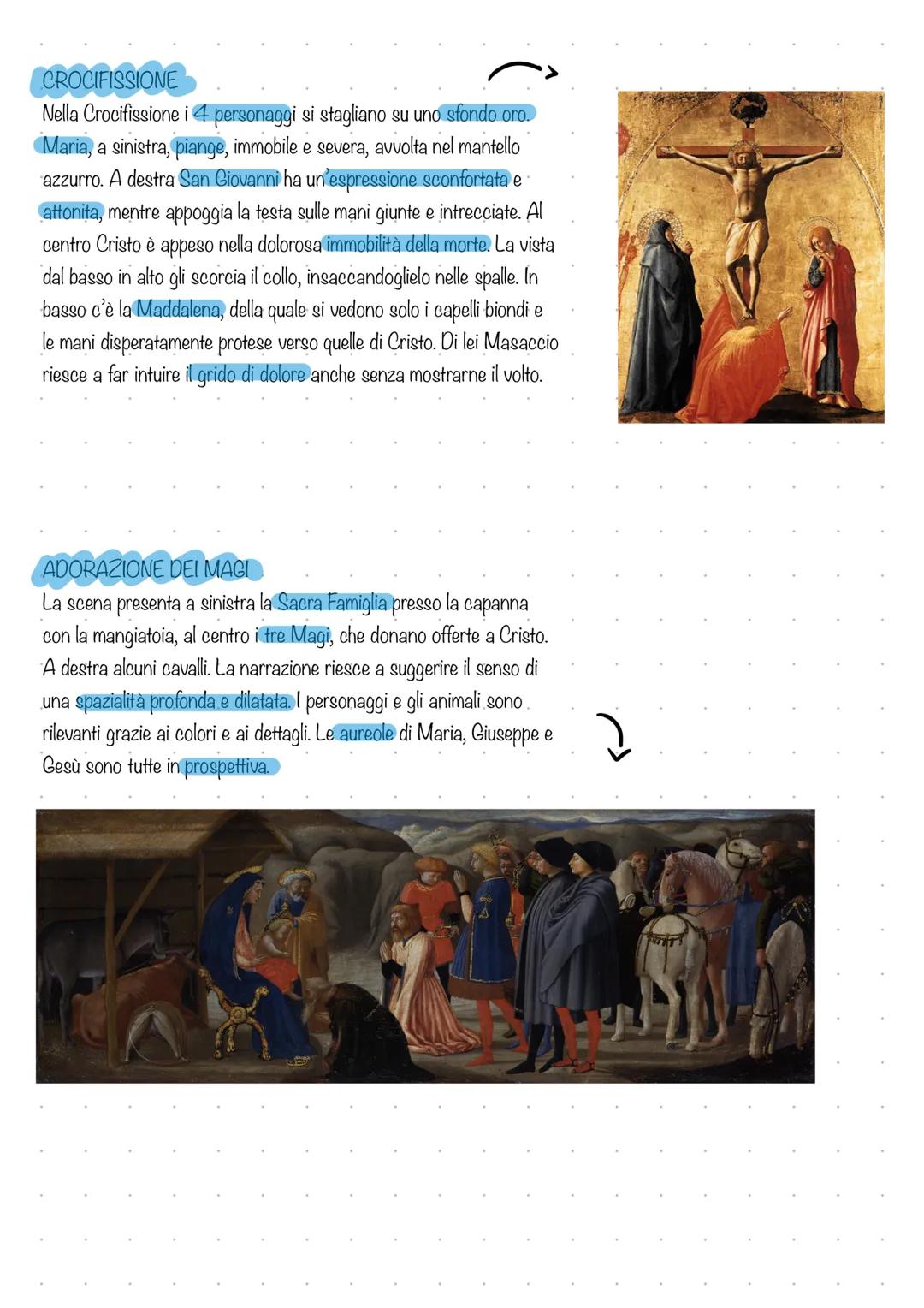 MASACCIO
Nasce a Castel San Giovanni in Altura nel 1401. La sua formazione artistica e culturale avviene a Firenze dove si
trasferisce nel 1