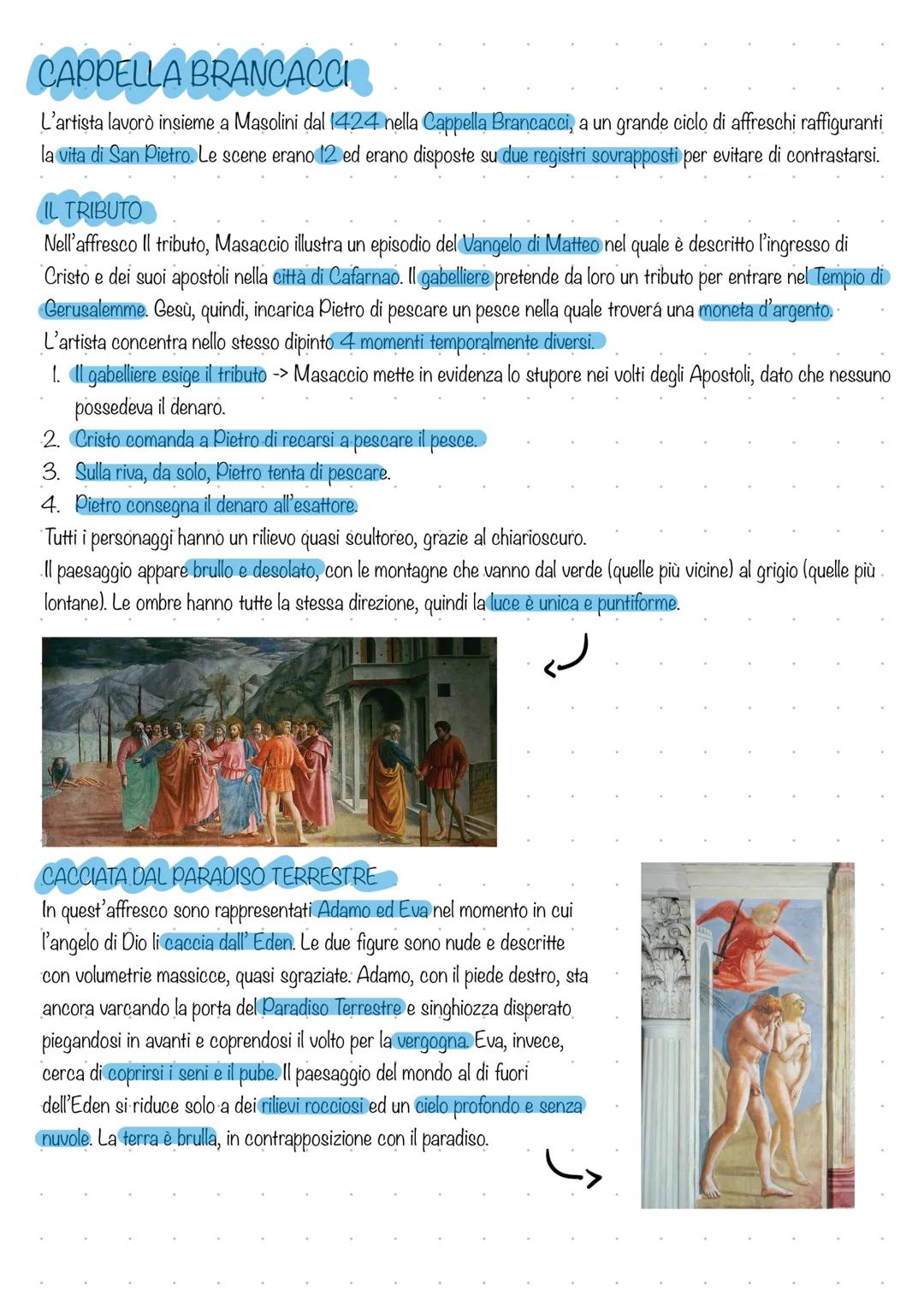 MASACCIO
Nasce a Castel San Giovanni in Altura nel 1401. La sua formazione artistica e culturale avviene a Firenze dove si
trasferisce nel 1
