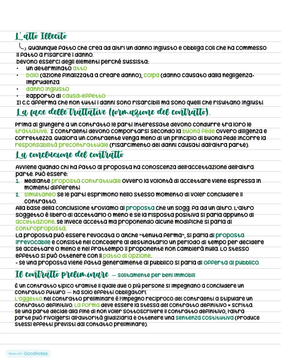 Il Contratto
Il contratto: accordo tra due o più parti per costituire, estinguere o modificare un
rapporto giuridico patrimoniale.
Alla base
