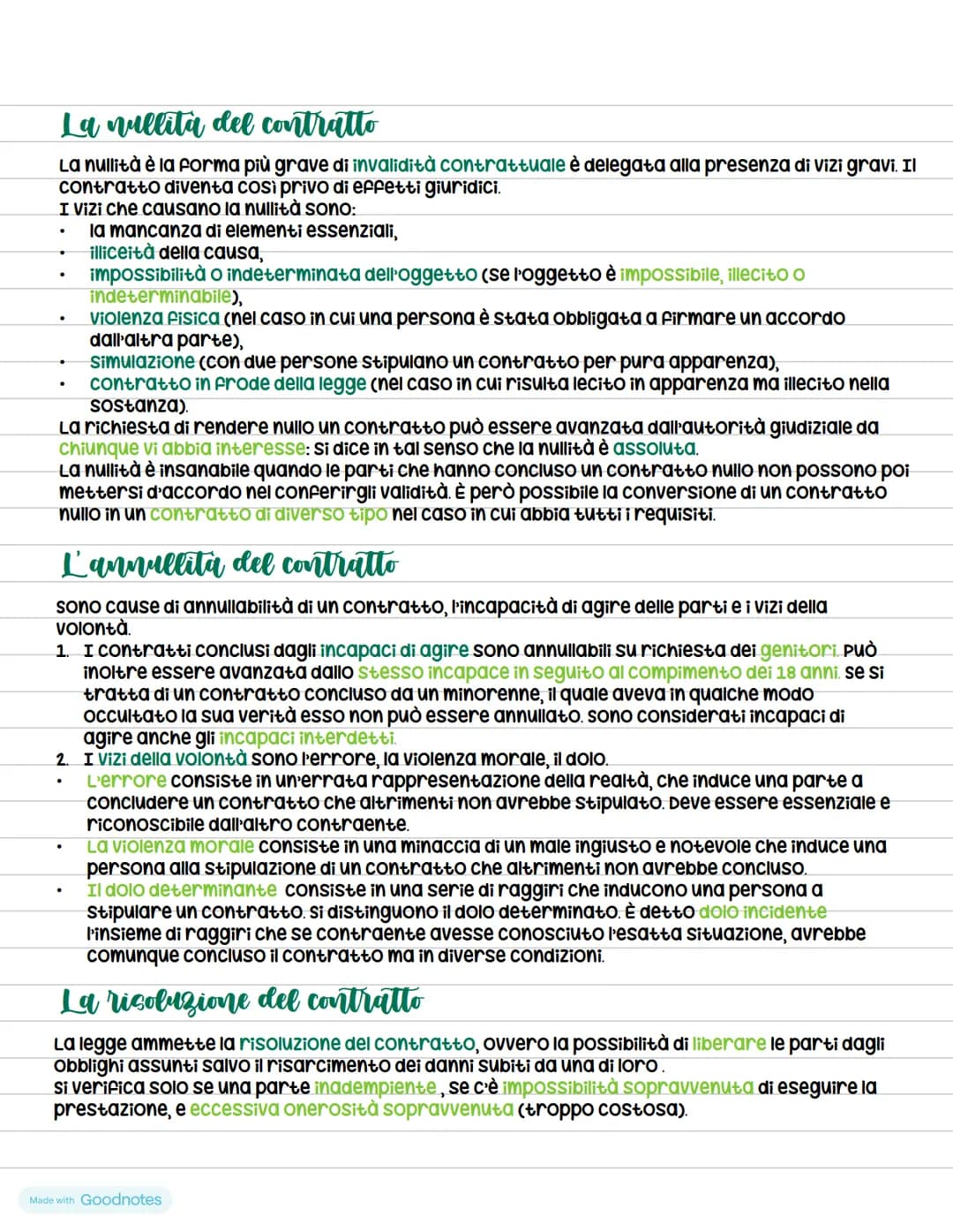 Il Contratto
Il contratto: accordo tra due o più parti per costituire, estinguere o modificare un
rapporto giuridico patrimoniale.
Alla base