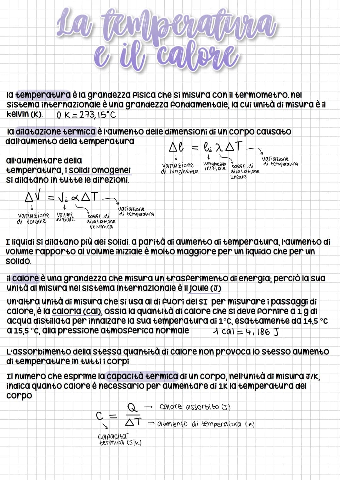 La temperatura
e il calore
la temperatura è la grandezza fisica che si misura con il termometro. nel
sistema internazionale è una grandezza