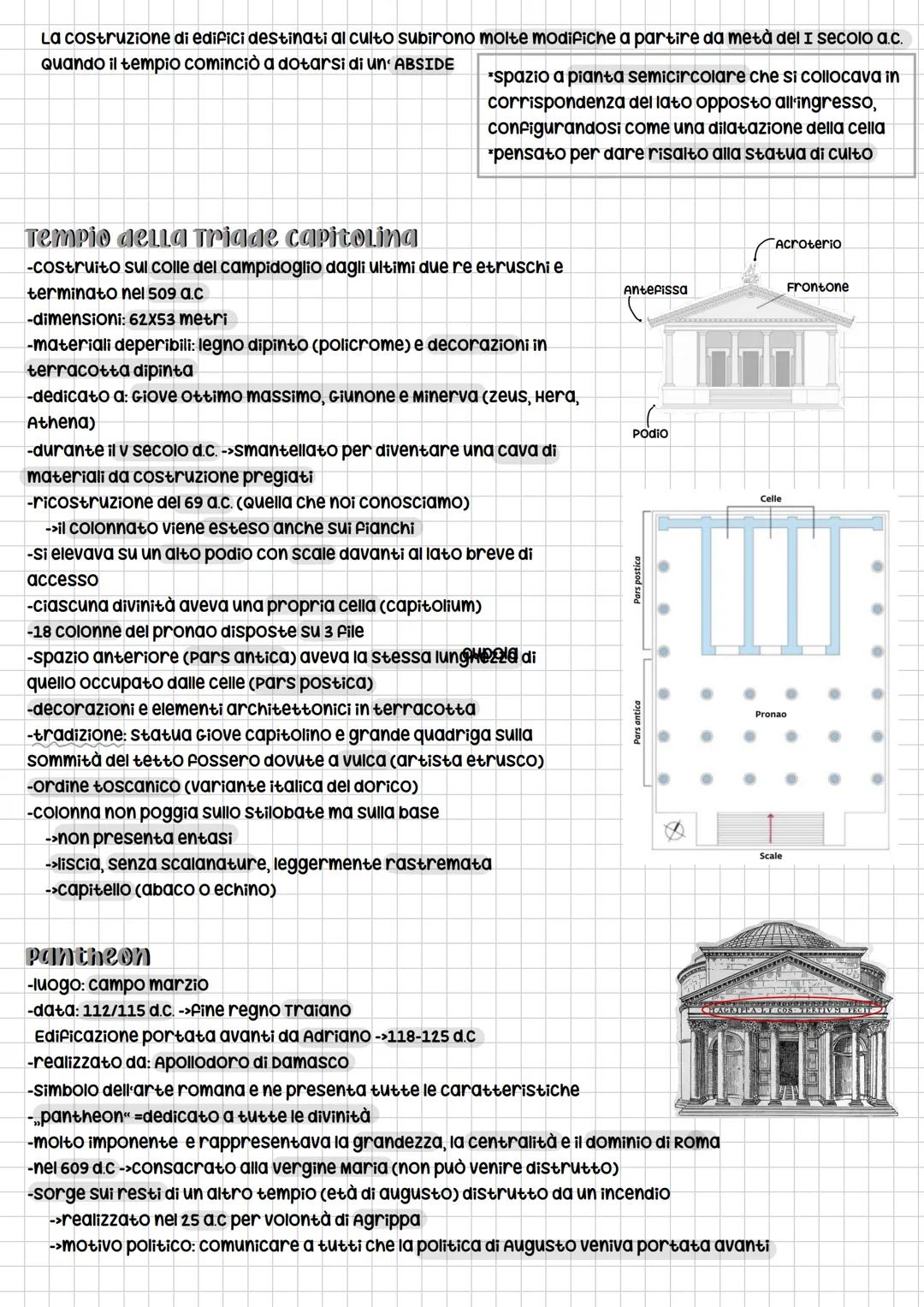 i ten pli
->architettura romana prende spunto dalla tradizione etrusca e greca, e mette in pratica
contemporaneamente la tecnica costruttiva