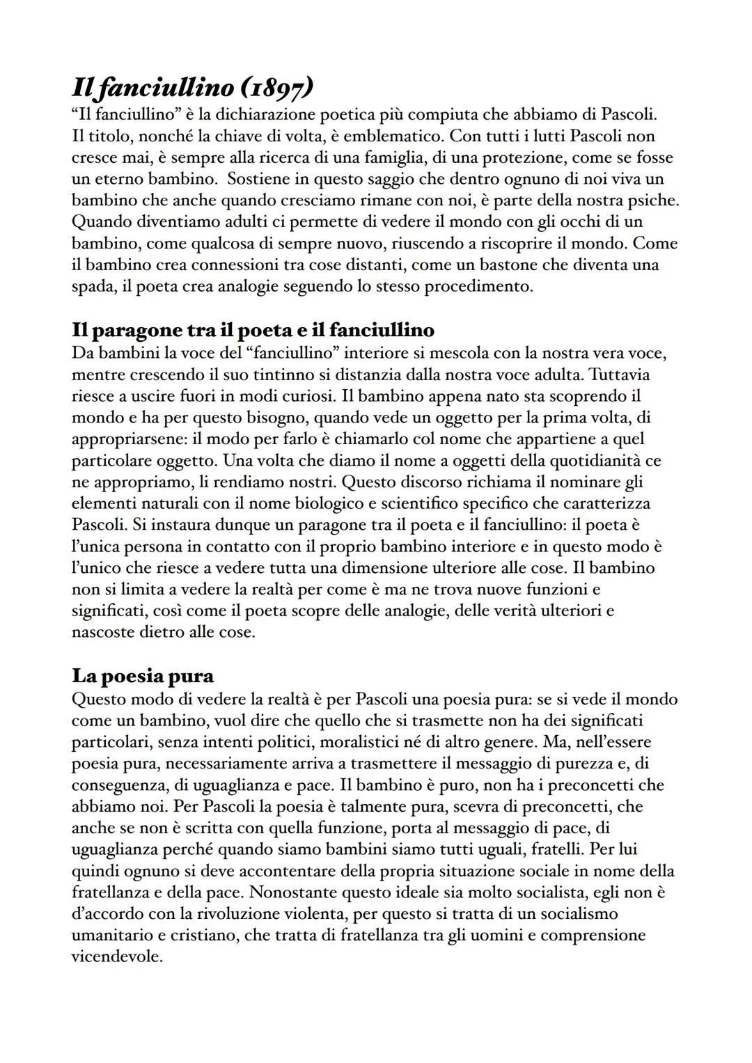 Giovanni Pascoli
Vita
Giovanni Pascoli nasce nel 1855 a San Mauro di Romagna
(oggi chiamato San Mauro Pascoli). I Pascoli erano una
famiglia