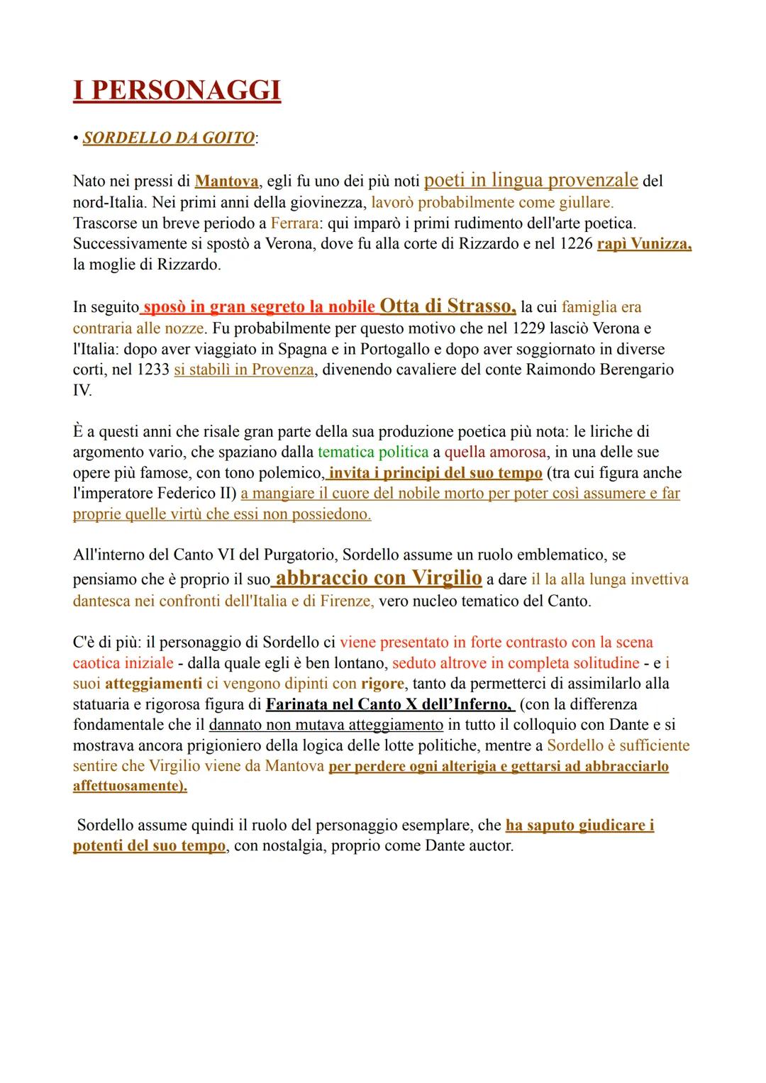 # CANTO 6
## Argomento del Canto
* Ancora fra i morti per forza del secondo balzo dell'Antipurgatorio.
* Incontro con l'anima di Sordello
