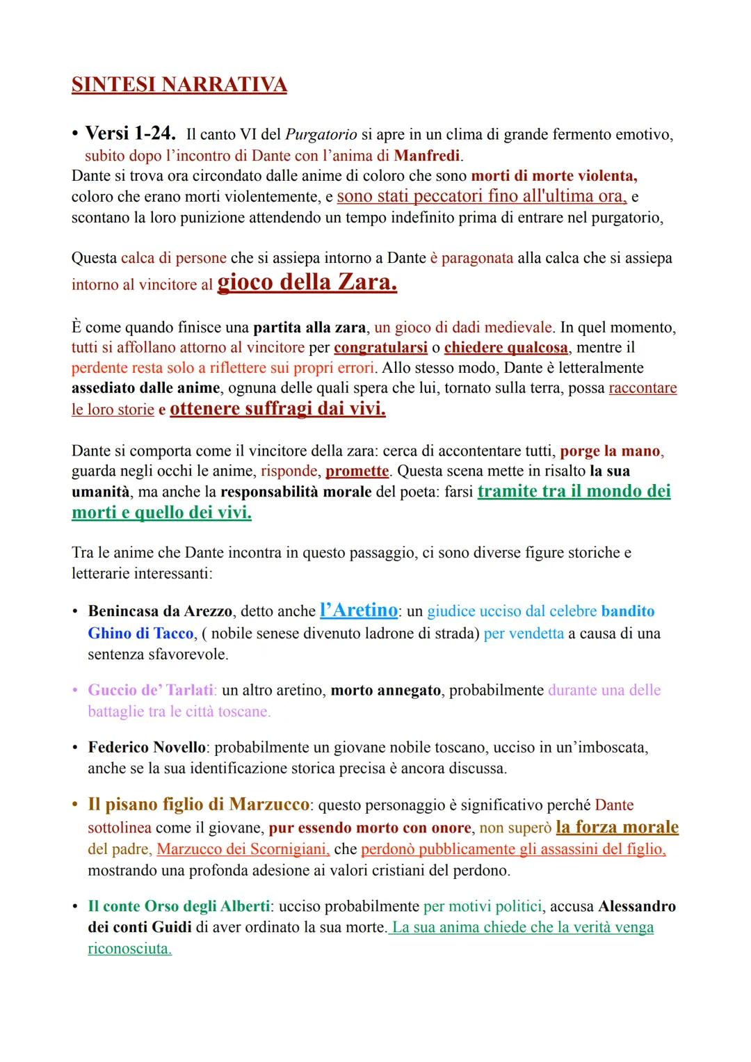 # CANTO 6
## Argomento del Canto
* Ancora fra i morti per forza del secondo balzo dell'Antipurgatorio.
* Incontro con l'anima di Sordello