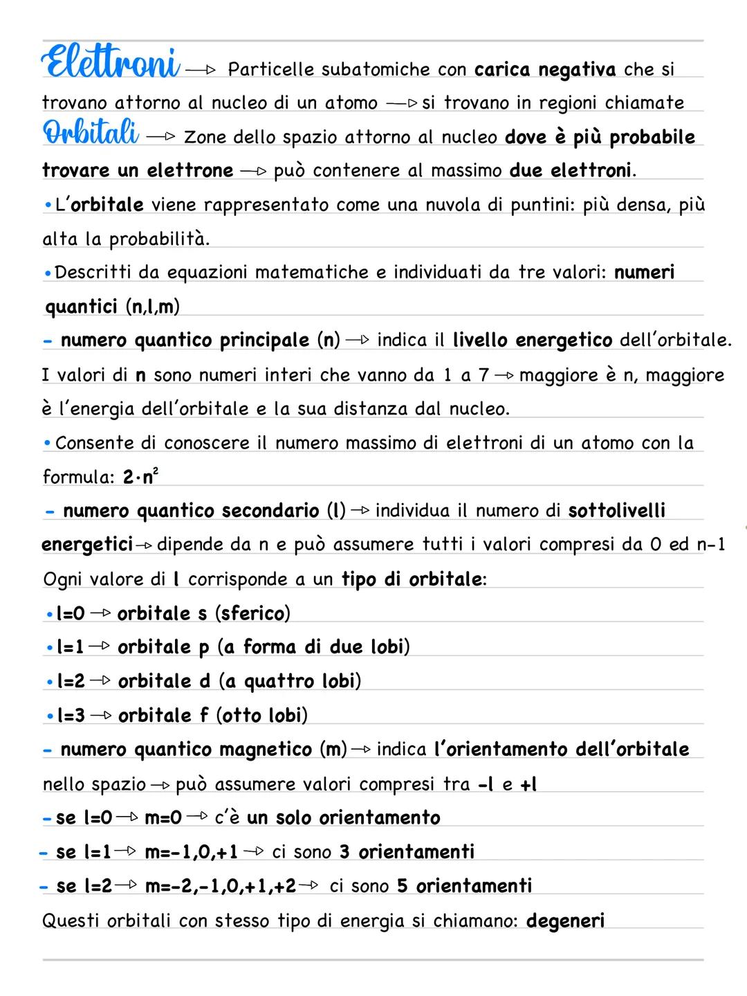 Elettroni
► Particelle subatomiche con carica negativa che si
trovano attorno al nucleo di un atomo → si trovano in regioni chiamate
Orbital
