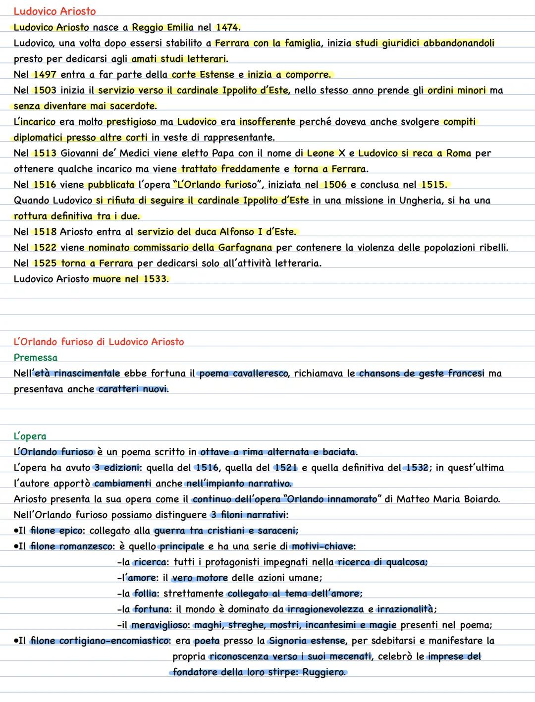 Ludovico Ariosto e L’Orlando furioso