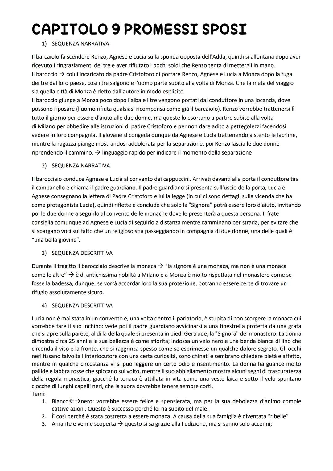 CAPITOLO 9 PROMESSI SPOSI
1) SEQUENZA NARRATIVA
Il barcaiolo fa scendere Renzo, Agnese e Lucia sulla sponda opposta dell'Adda, quindi si all