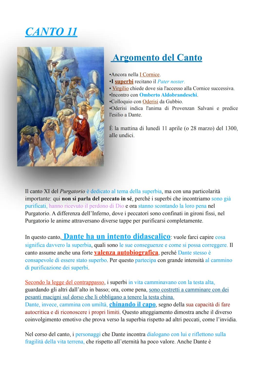 # CANTO II
## Argomento del Canto
* Ancora nella I Cornice.
* I **superbi** recitano il *Pater noster*.
* Virgilio chiede dove sia l'acces