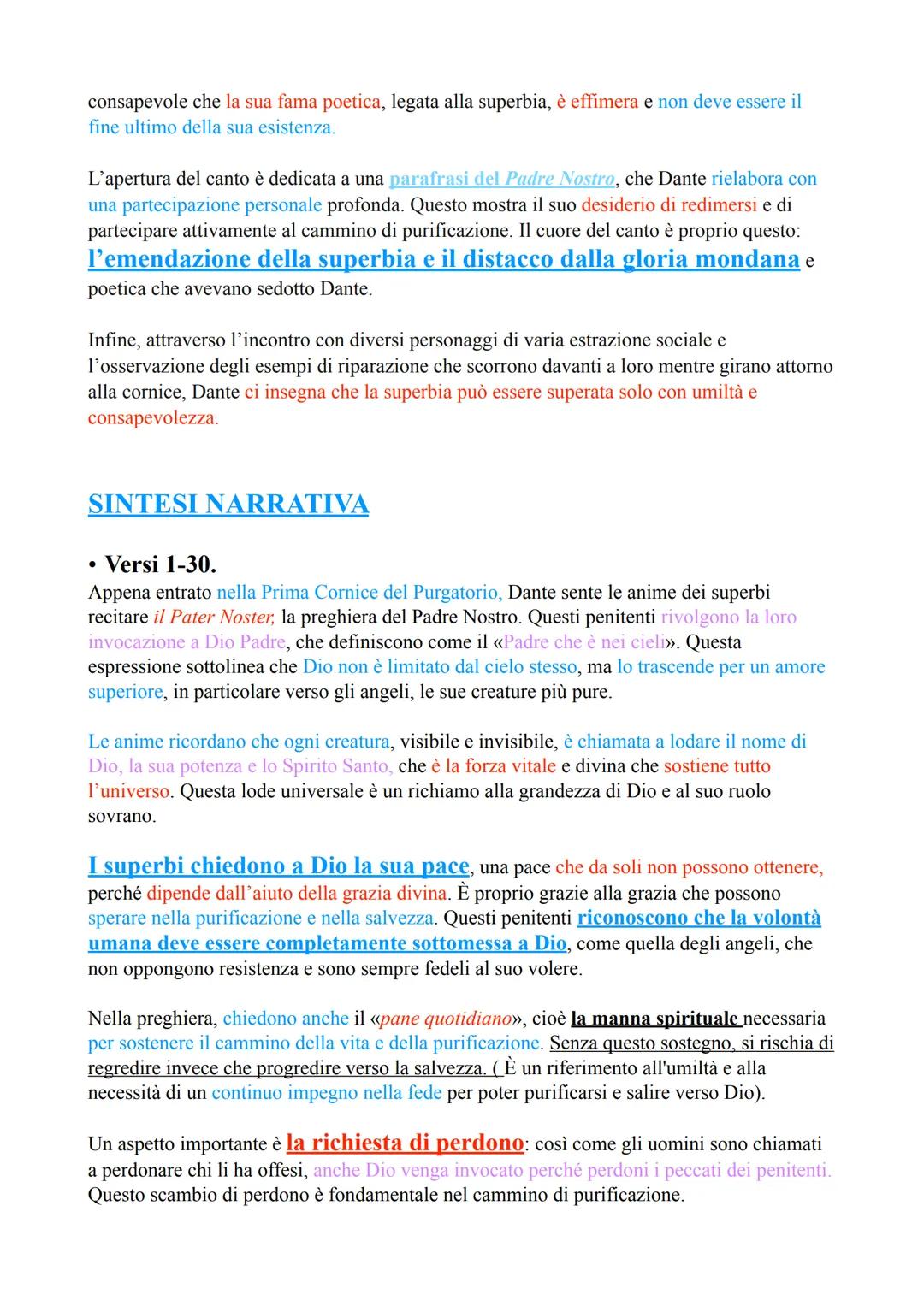 # CANTO II
## Argomento del Canto
* Ancora nella I Cornice.
* I **superbi** recitano il *Pater noster*.
* Virgilio chiede dove sia l'acces