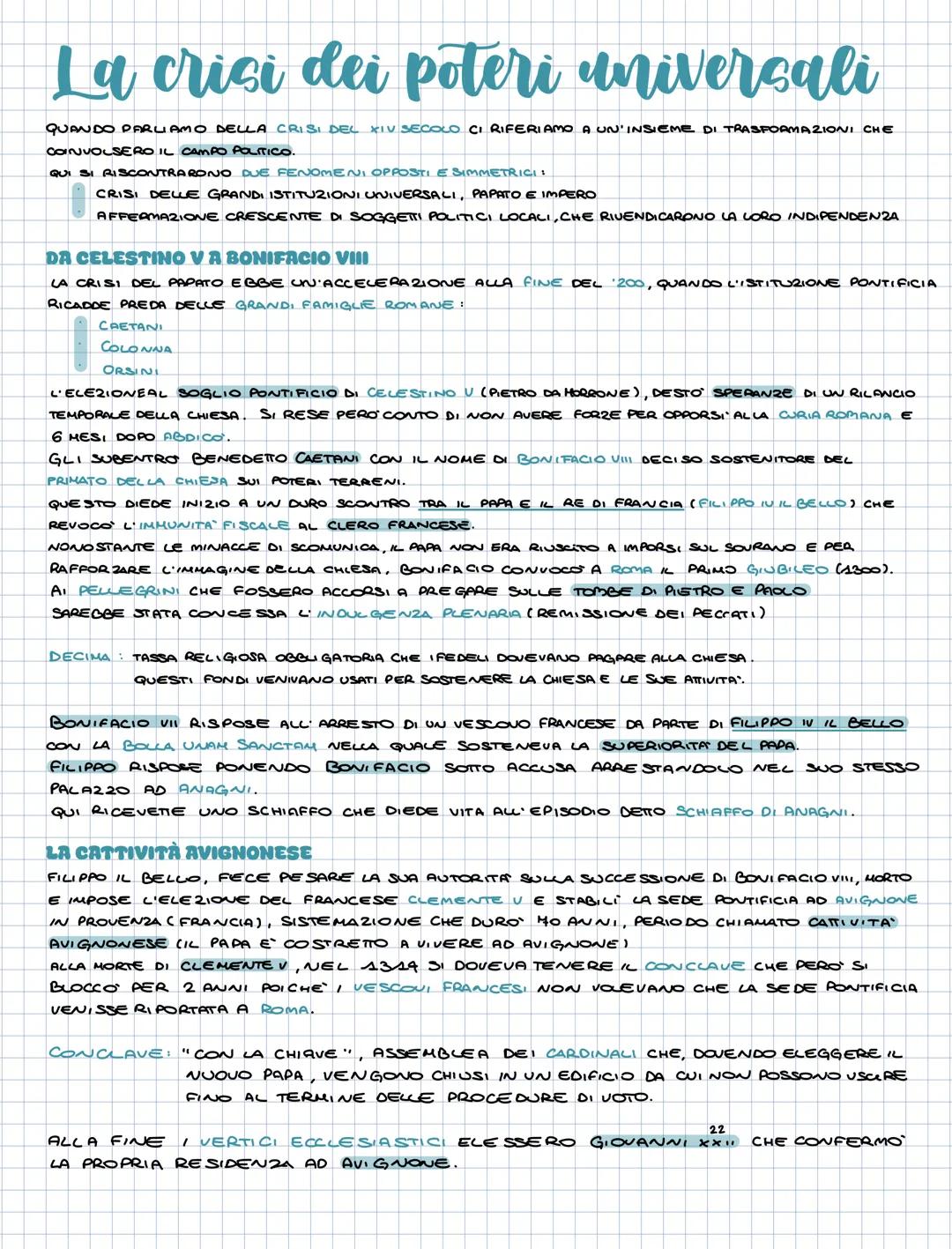 # La crisi dei poteri universali
QUANDO PARLIAMO DELLA CRISI DEL XIV SECOLO CI RIFERIAMO A UN'INSIEME DI TRASFORMAZIONI CHE COINVOLSERO IL