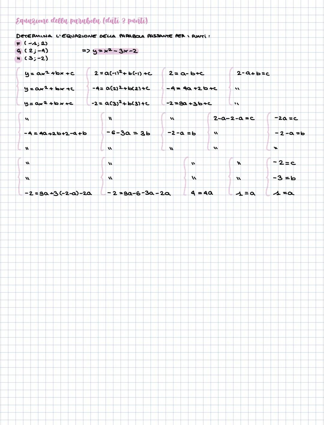 Le parabole
DISEGNARE UNA PARABOLA: y = ax²+bx+c
4 CONCAVITA
DEVO GUARDARE LA "a"
• SE a>0 => CONCAVITA VERSO L'ALTO V
• SE a<0 => CONCAVITA