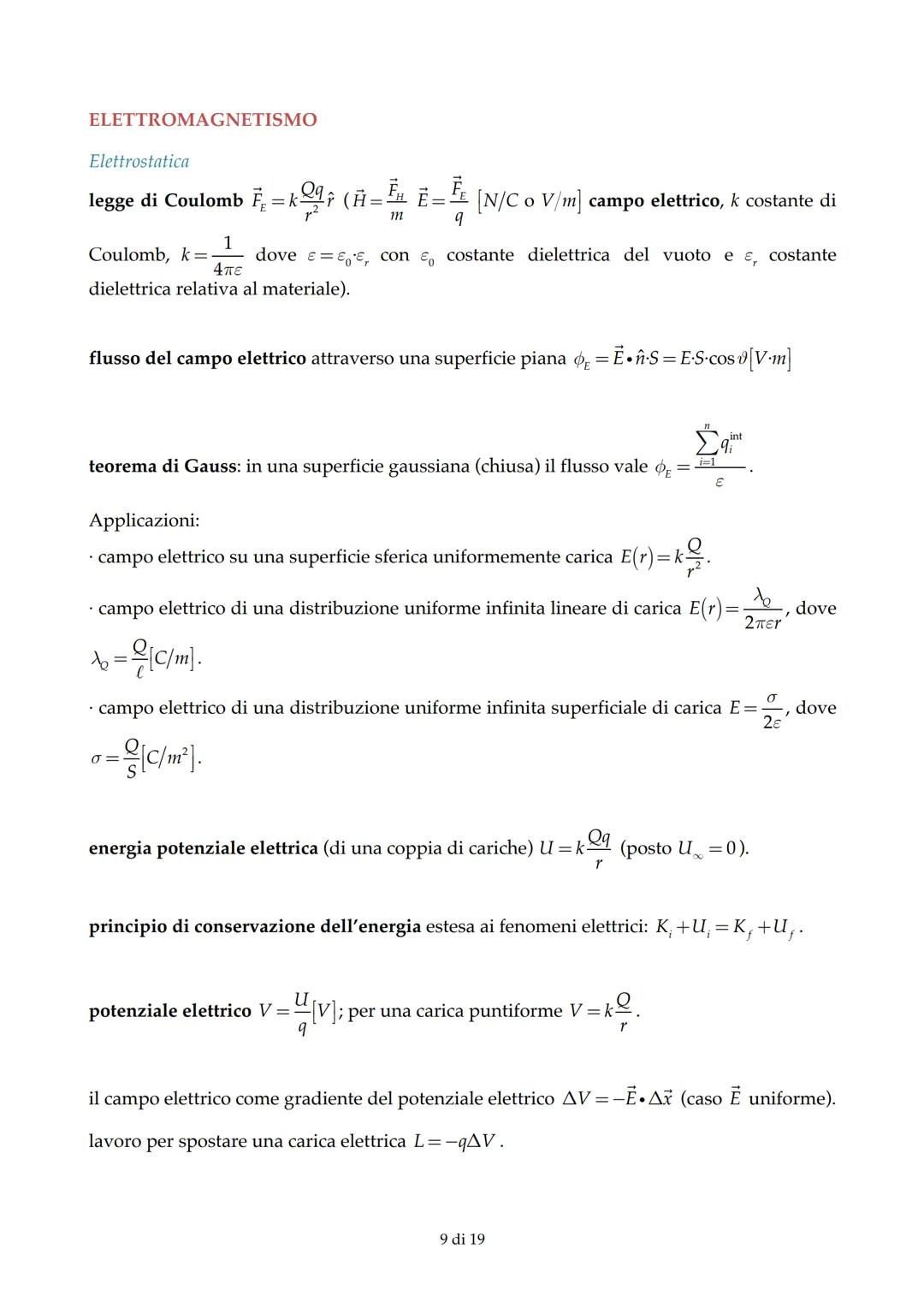 MECCANICA DEI SOLIDI
Formulario di Fisica
Cinematica (spostamento, velocità, accelerazione)
Δx x,-x
velocità media = =
Δt t,-t
Δv v,-v
acce
