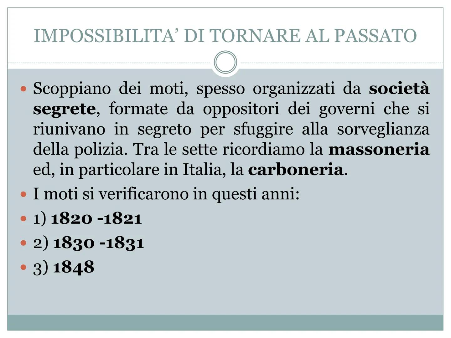 # IL CONGRESSO DI VIENNA # Il congresso di Vienna
* Inizia il primo novembre 1814 e dura sino al 1815; si svolge nel castello di Schรถnbrunn