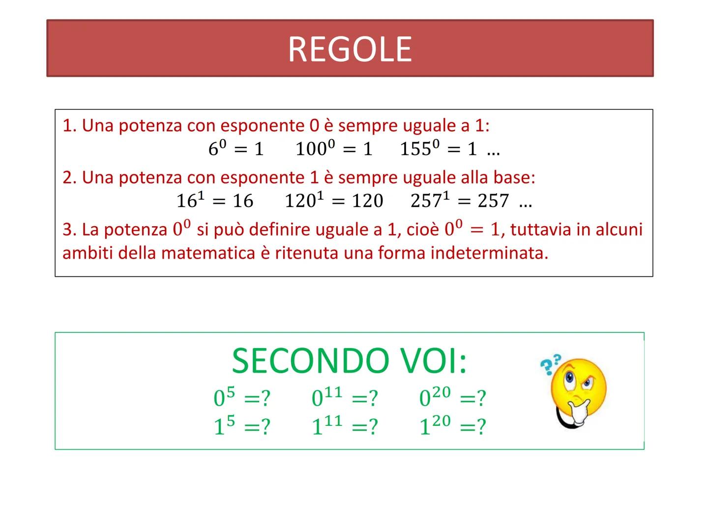 # L'ELEVAMENTO A POTENZA DEFINIZIONE
Una POTENZA e' il prodotto di tanti fattori uguali alla
base quanti ne indica l'esponente:
2<sup>5</sup