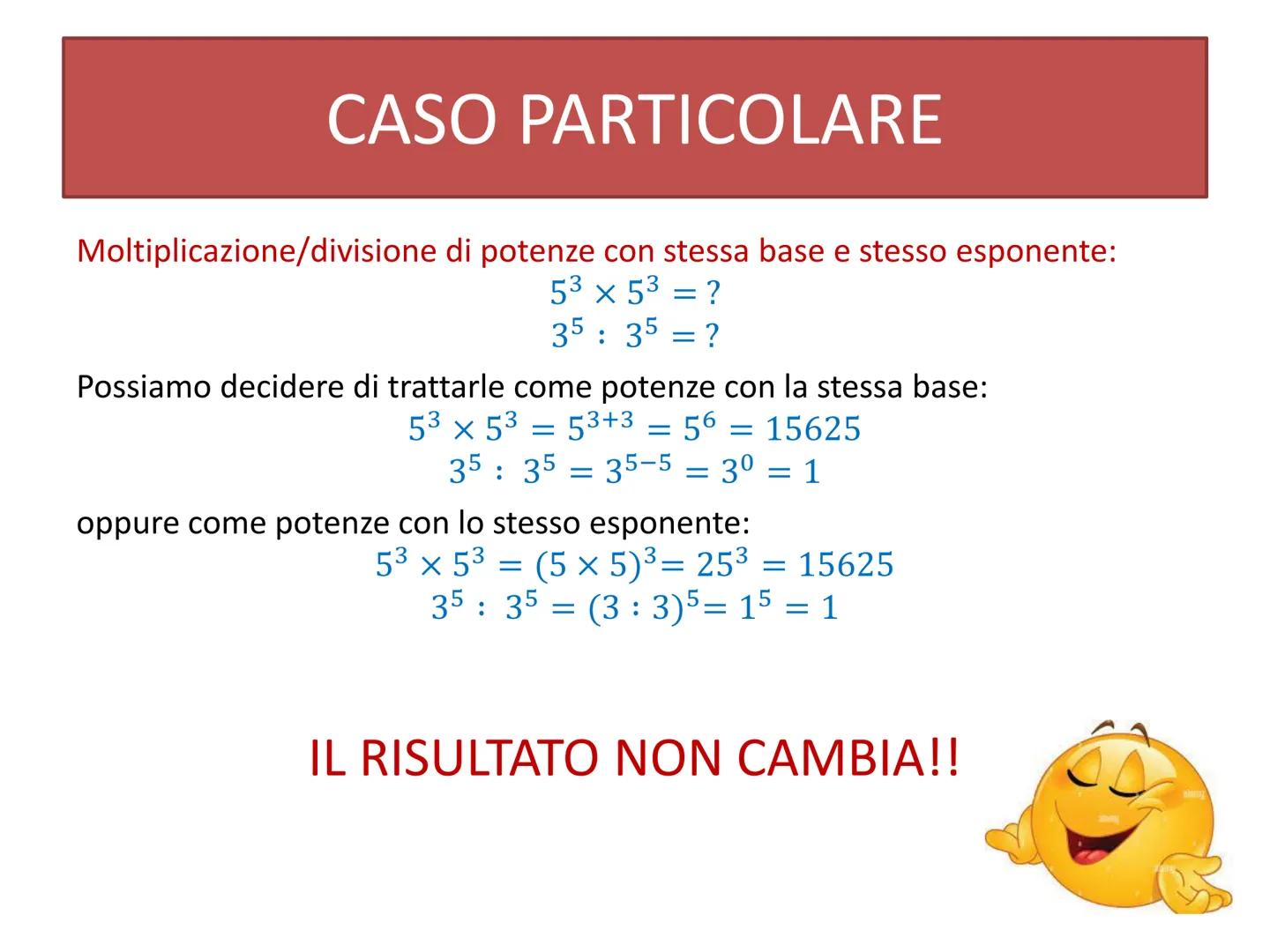 # L'ELEVAMENTO A POTENZA DEFINIZIONE
Una POTENZA e' il prodotto di tanti fattori uguali alla
base quanti ne indica l'esponente:
2<sup>5</sup