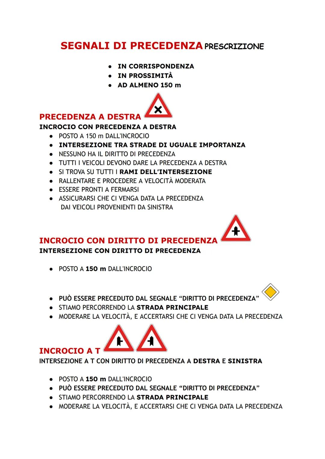 SEGNALI DI PRECEDENZA