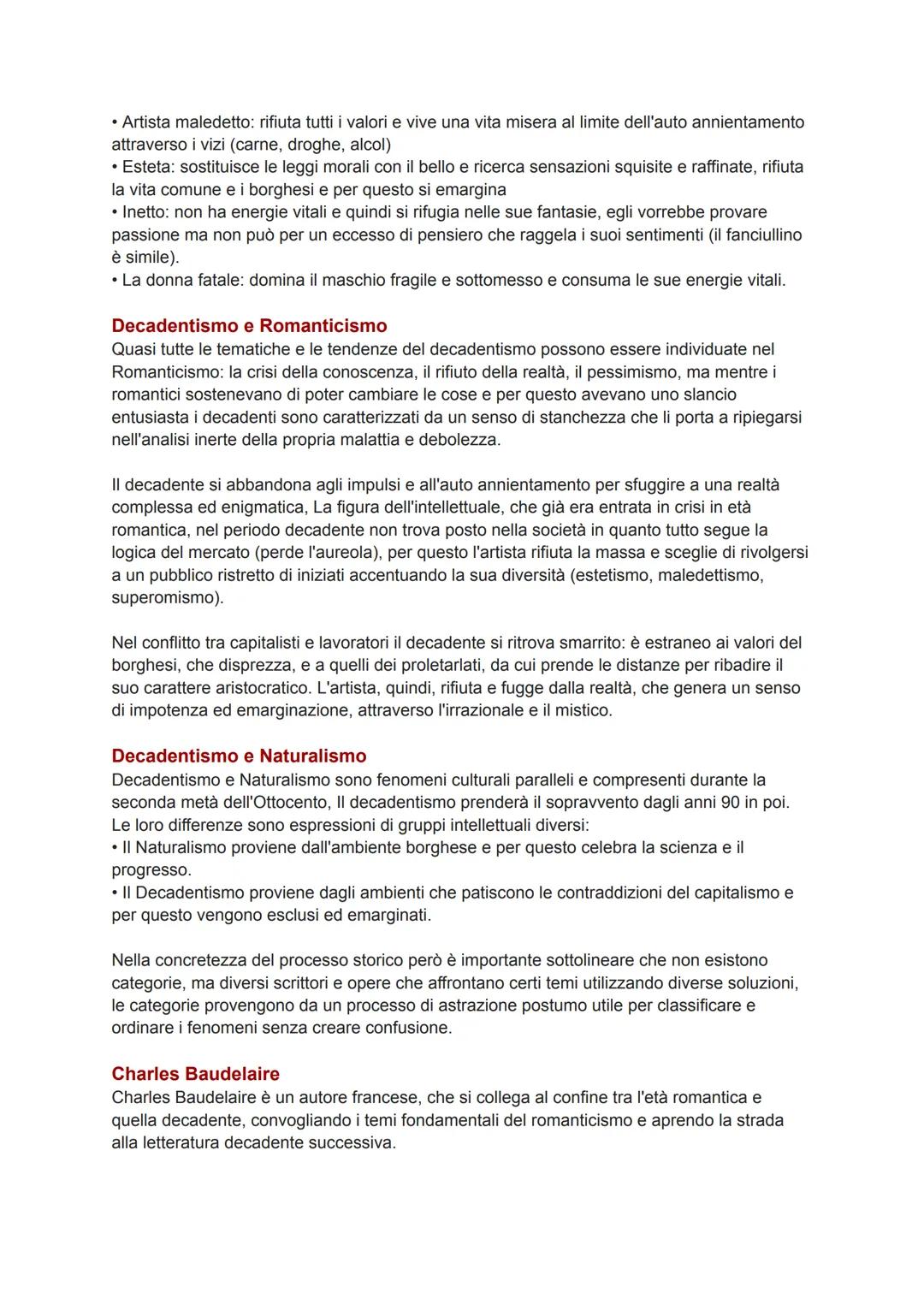 DECADENTISMO
Origine
II decadentismo è un movimento artistico letterario sviluppatosi in Francia e poi diffusosi nel
resto d'Europa tra la f