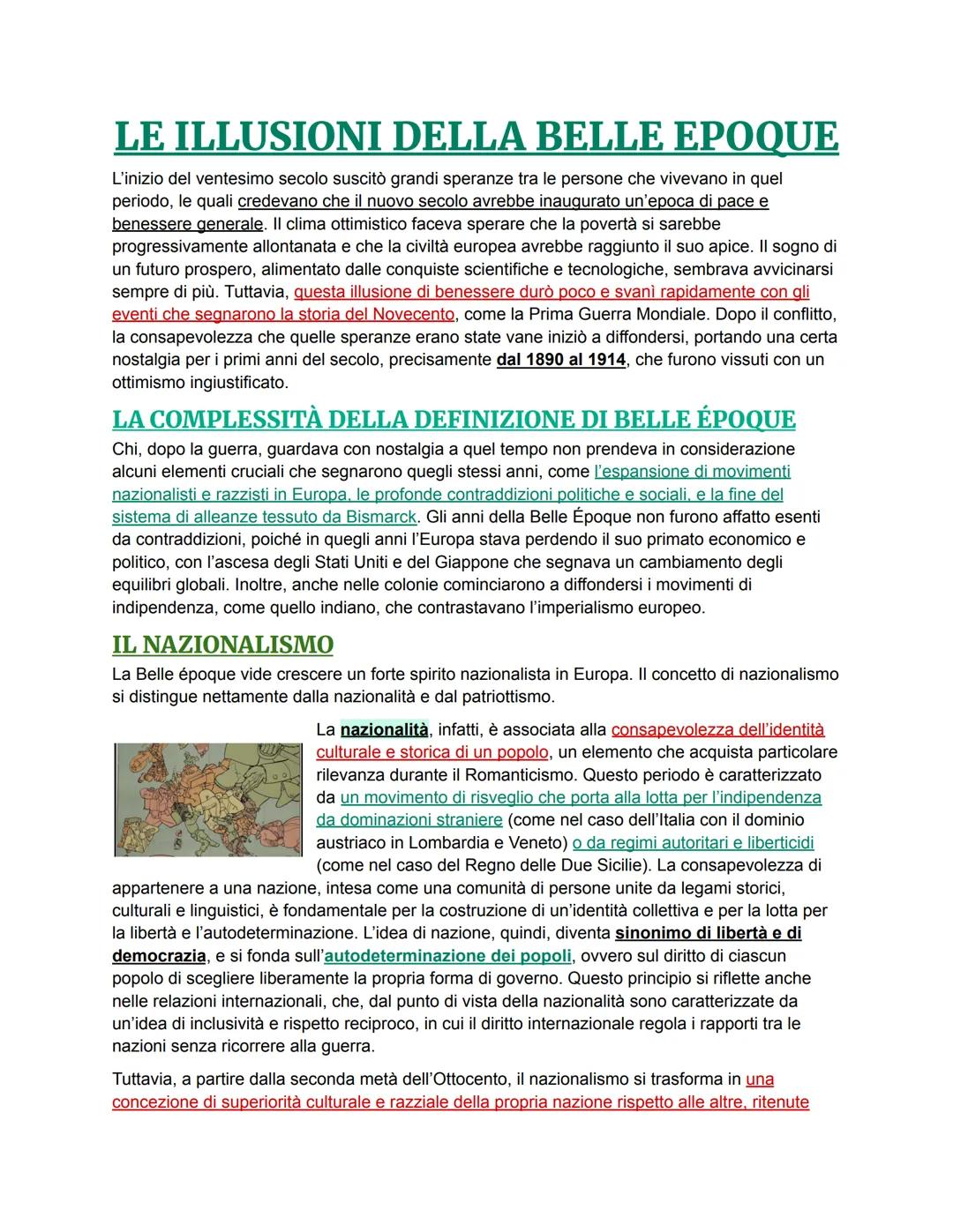 LE ILLUSIONI DELLA BELLE EPOQUE
L'inizio del ventesimo secolo suscitò grandi speranze tra le persone che vivevano in quel
periodo, le quali