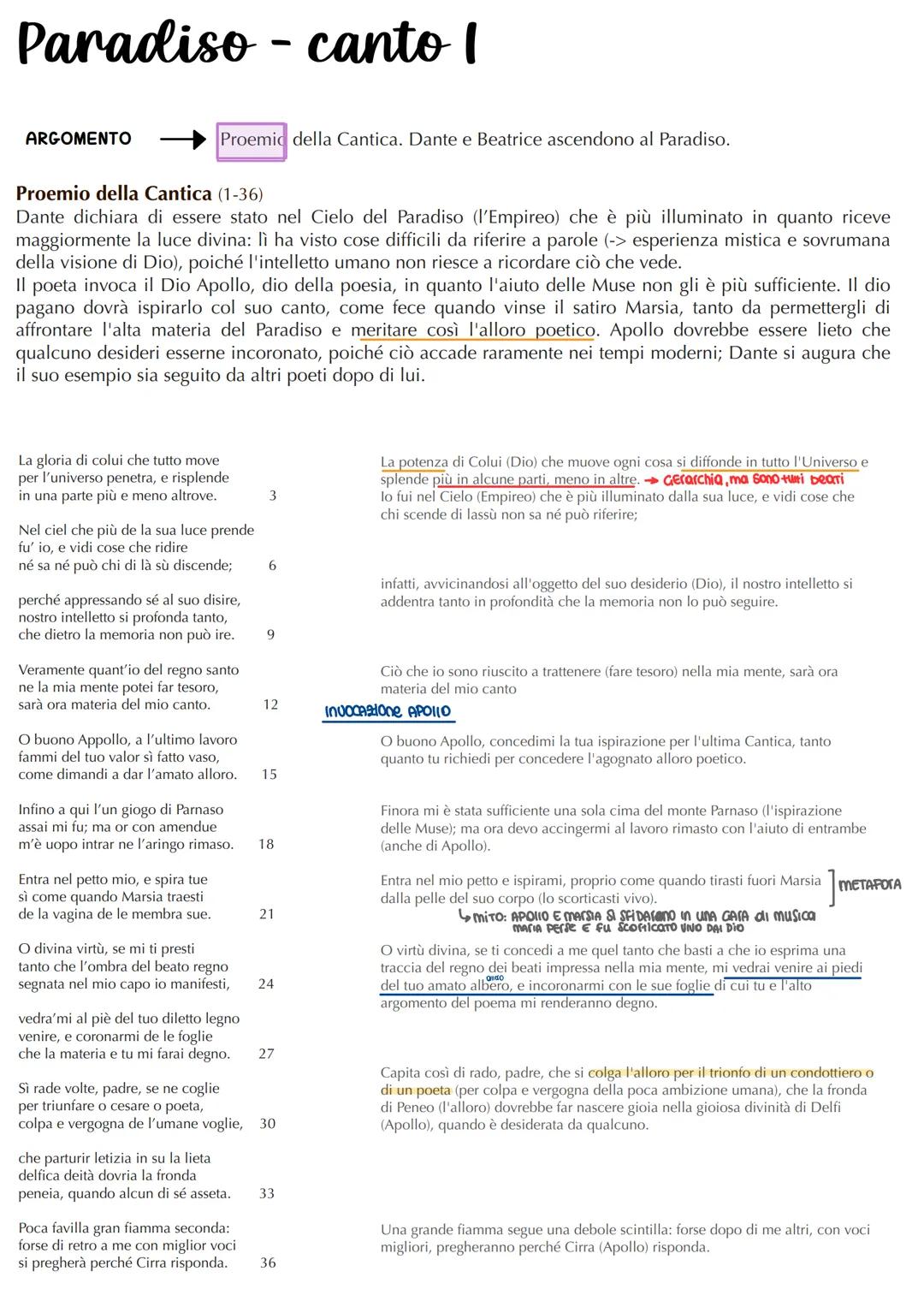 Paradiso - canto I
ARGOMENTO
Proemio della Cantica. Dante e Beatrice ascendono al Paradiso.
Proemio della Cantica (1-36)
Dante dichiara di e