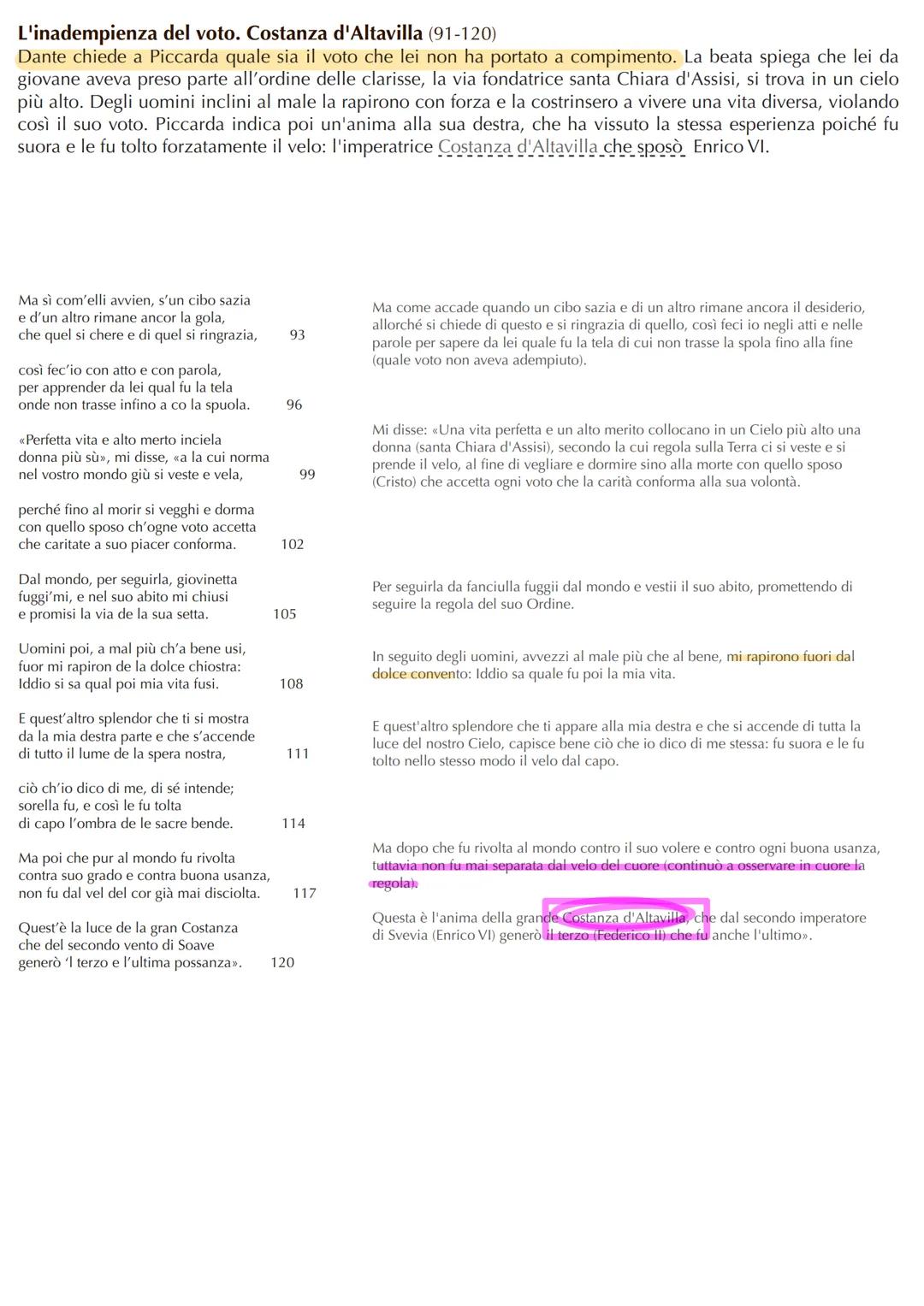 Paradiso - canto III
ARGOMENTO
I Cielo
-> spiriti che hanno mancato i voti religiosi non per loro volontà, ma a causa
di violenza o costrizi